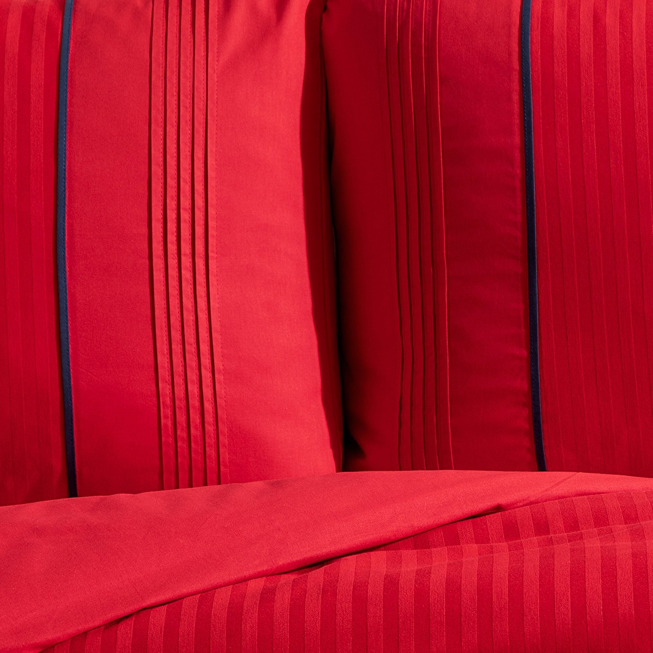 Doppelt geripptes Mousse-Bettbezug-Set – Rot - 1