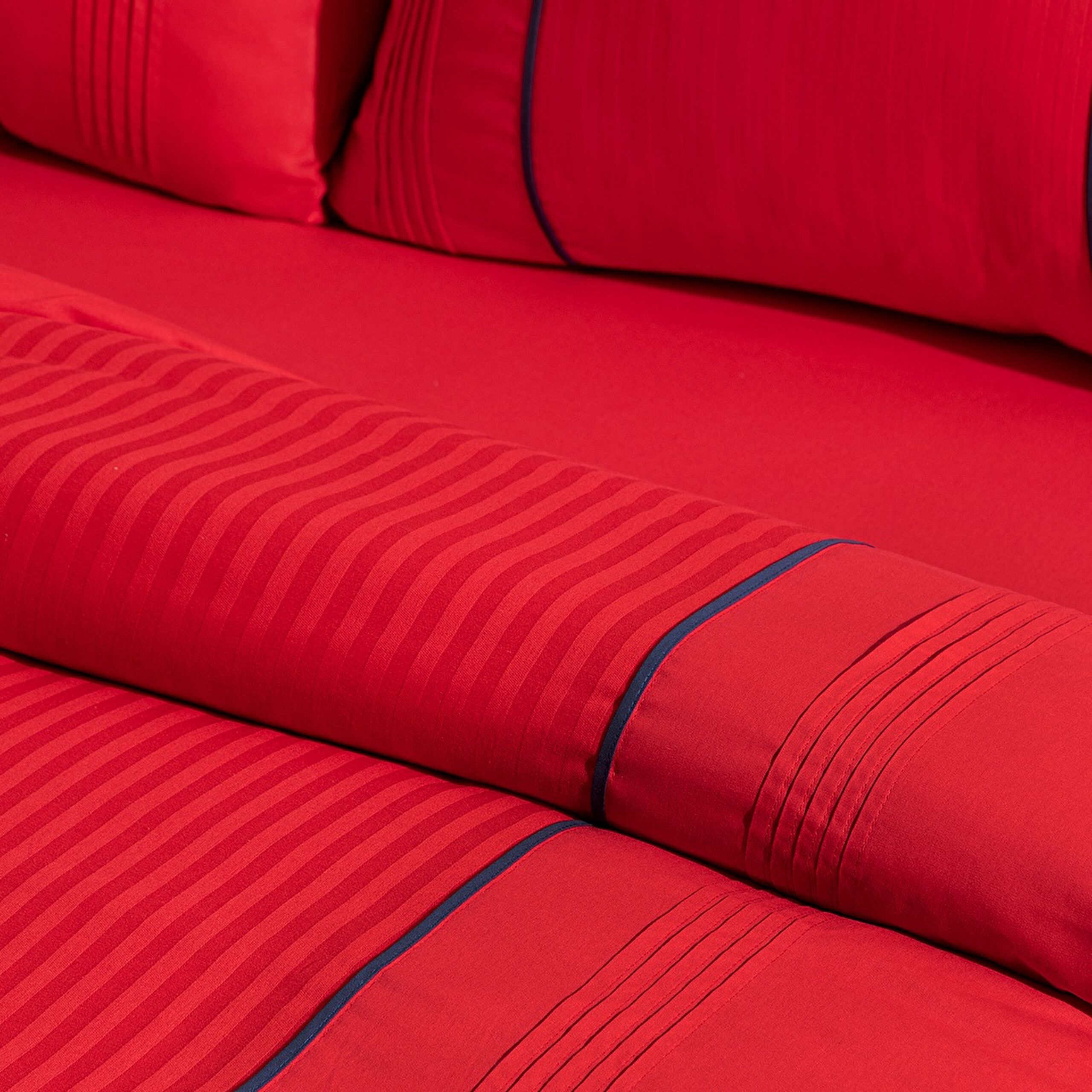 Doppelt geripptes Mousse-Bettbezug-Set – Rot - 2