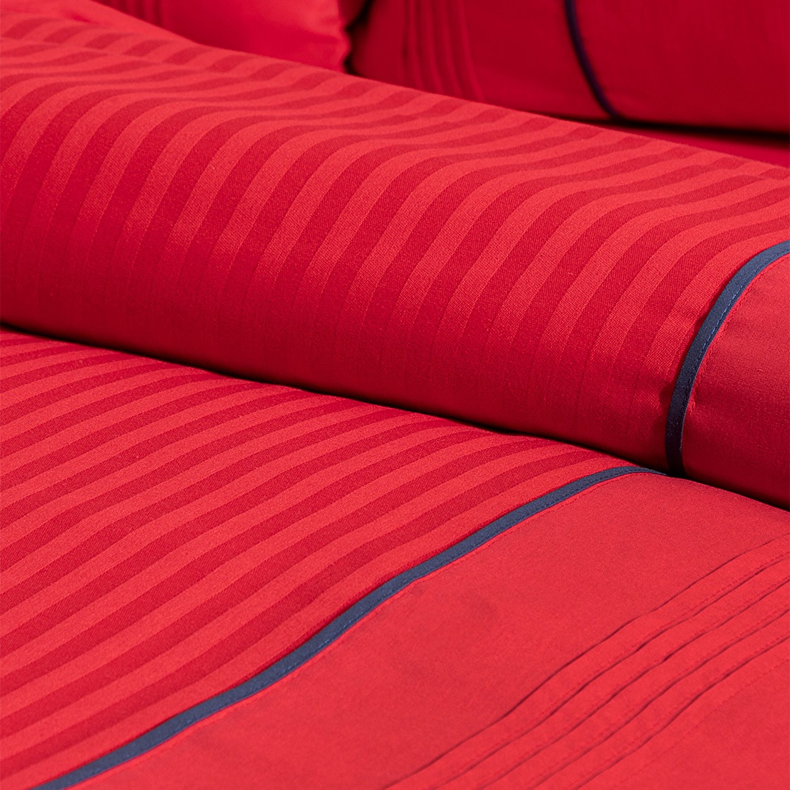 Doppelt geripptes Mousse-Bettbezug-Set – Rot - 4
