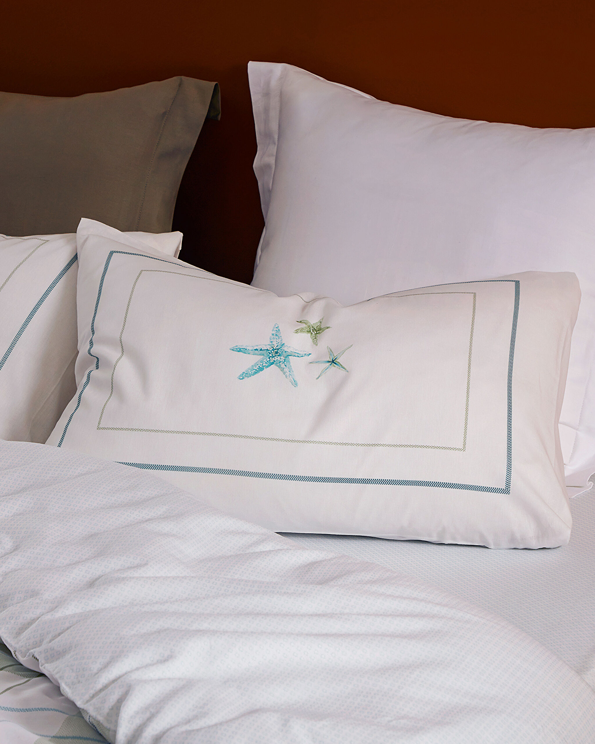 Ensemble de housse de couette imprimé Ranforce double 100% coton Musette - Kaki - 2