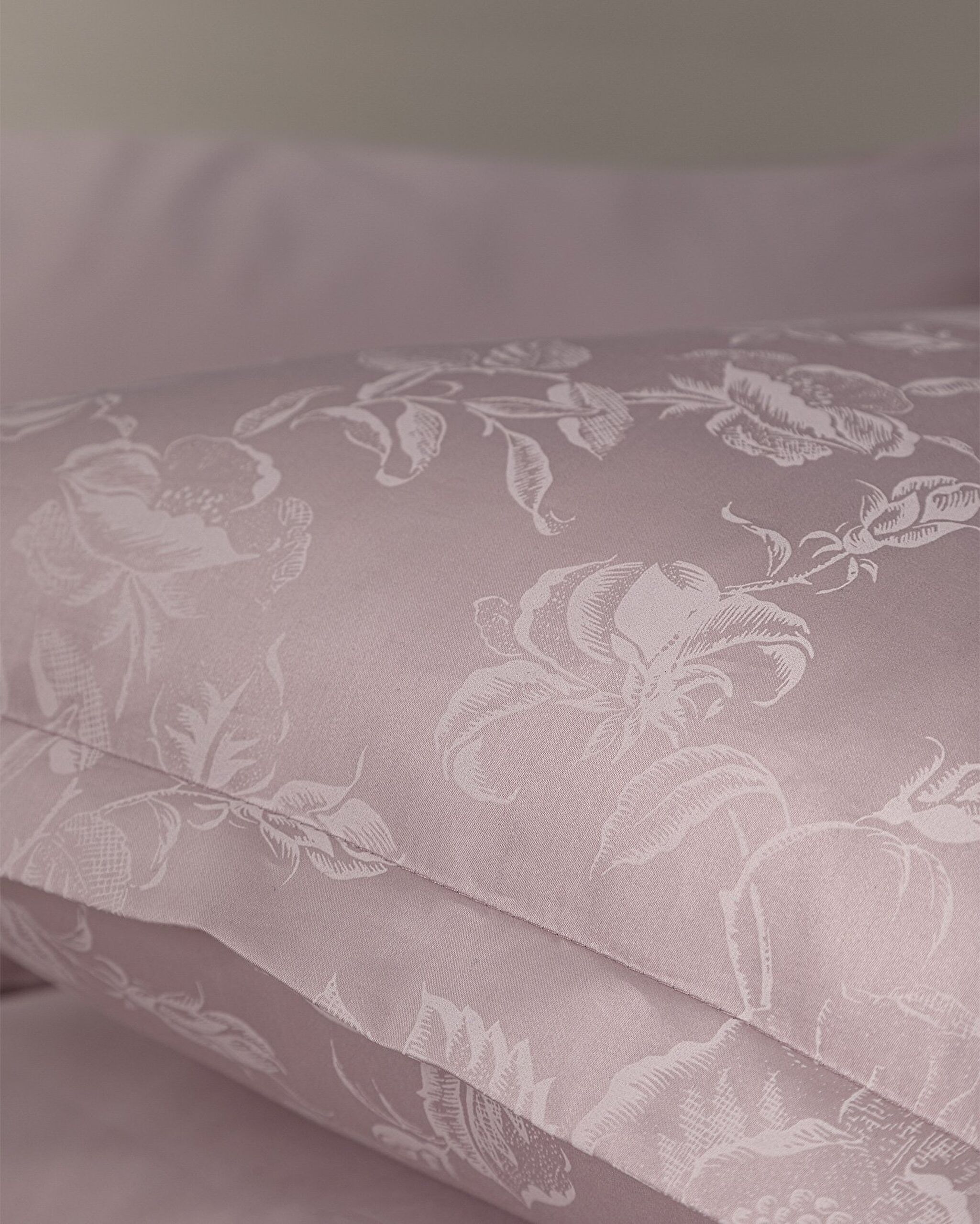 Avril Double imprimé - Ensemble de housse de couette en satin 300 fils au pouce - Poudre - 6