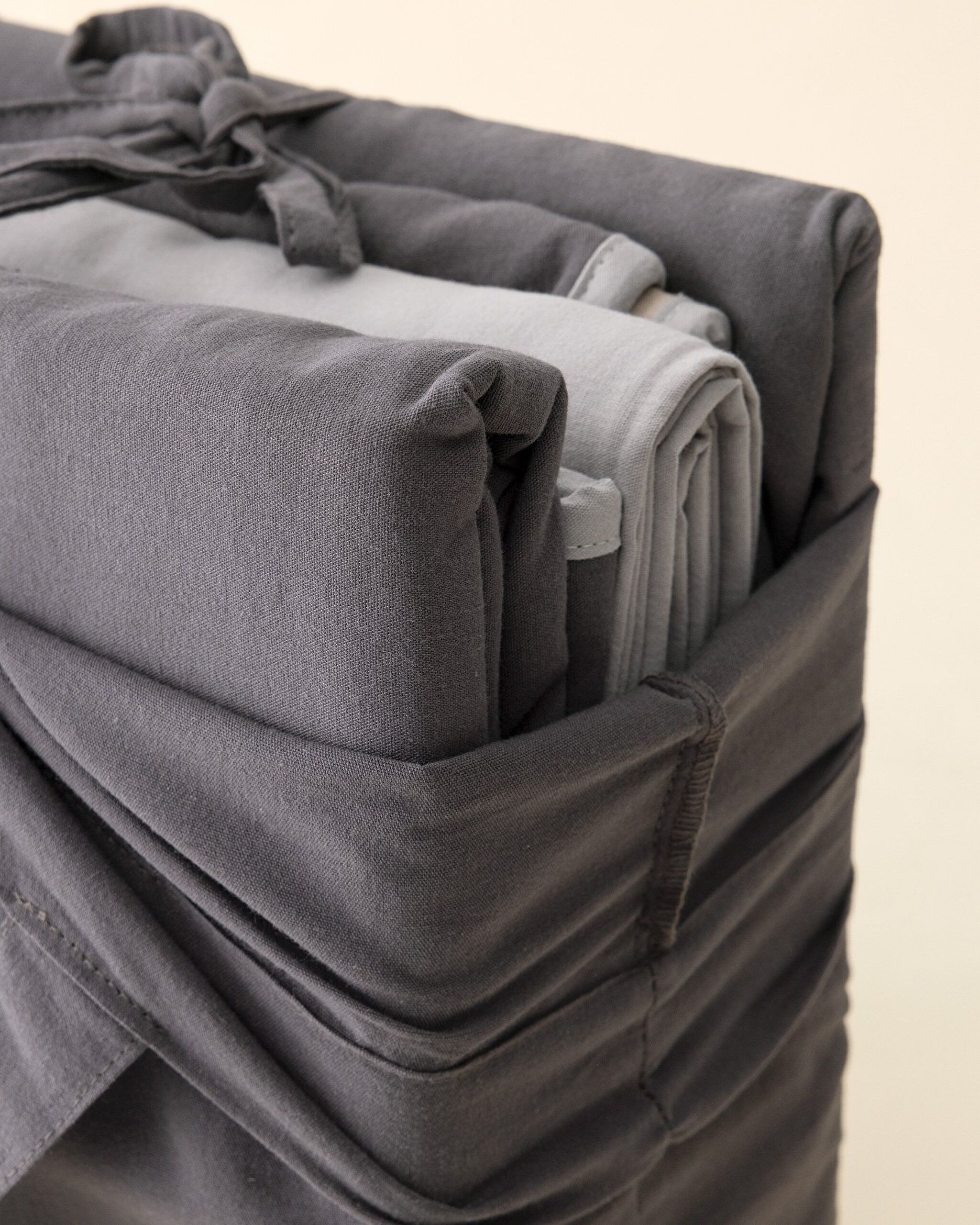 Aimon Çift Kişilik %100 Pamuk Yıkamalı Bağlamalı Nevresim Takımı - Antrasit/Bej - 9