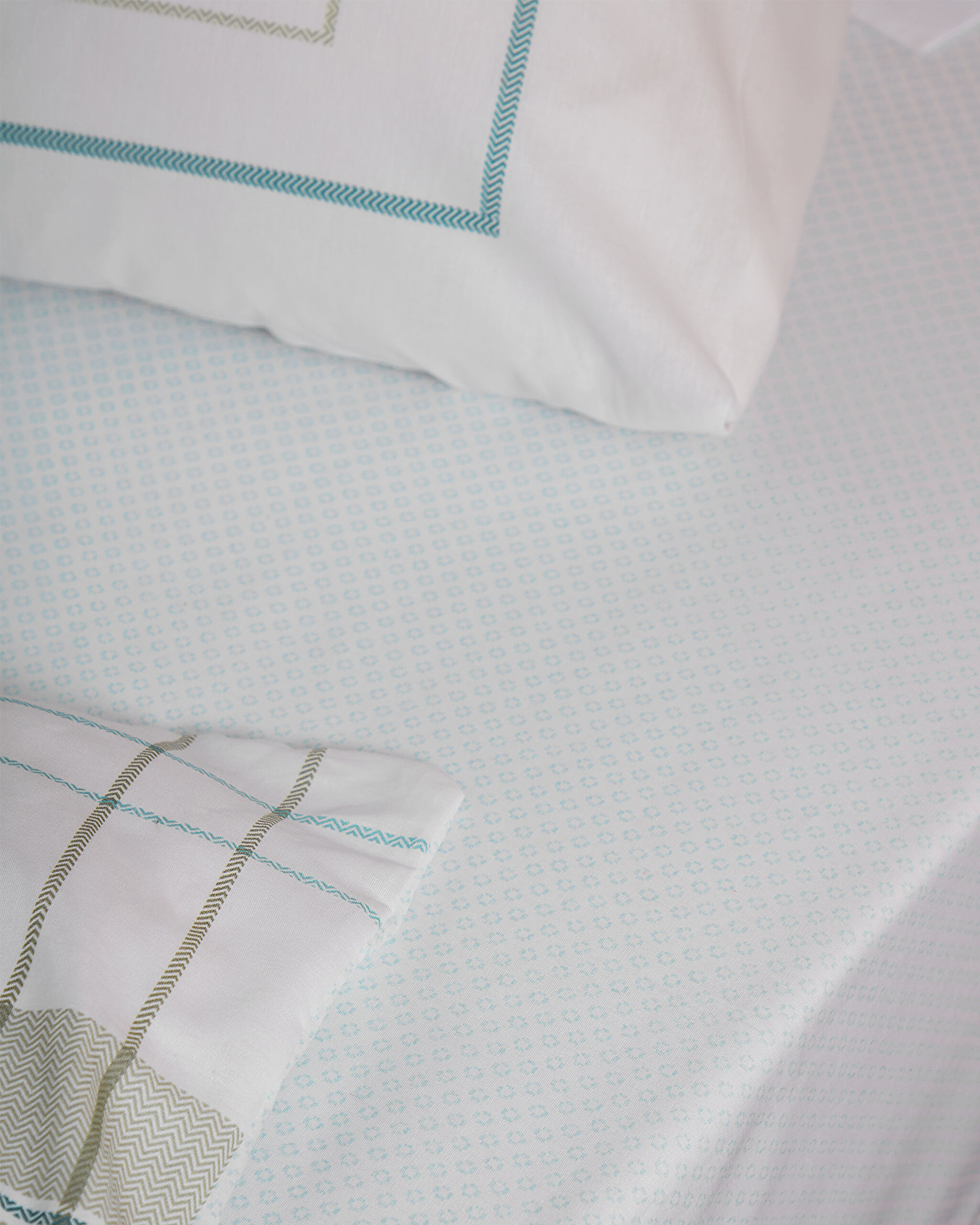 Ensemble de housse de couette imprimé Ranforce double 100% coton Musette - Kaki - 3