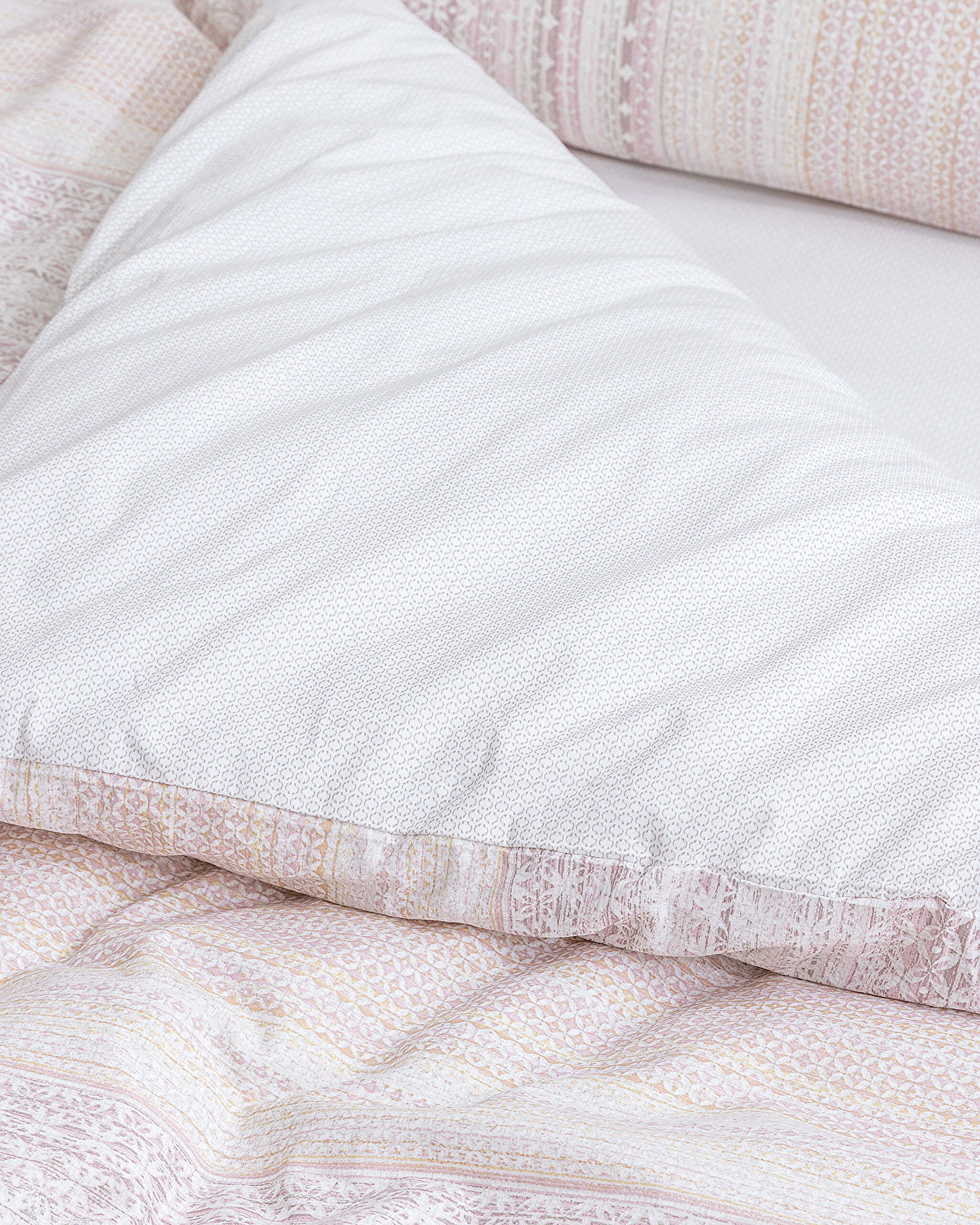 Niort Çift Kişilik %100 Pamuk Ranforce Baskılı Nevresim Takımı - Pudra - 5