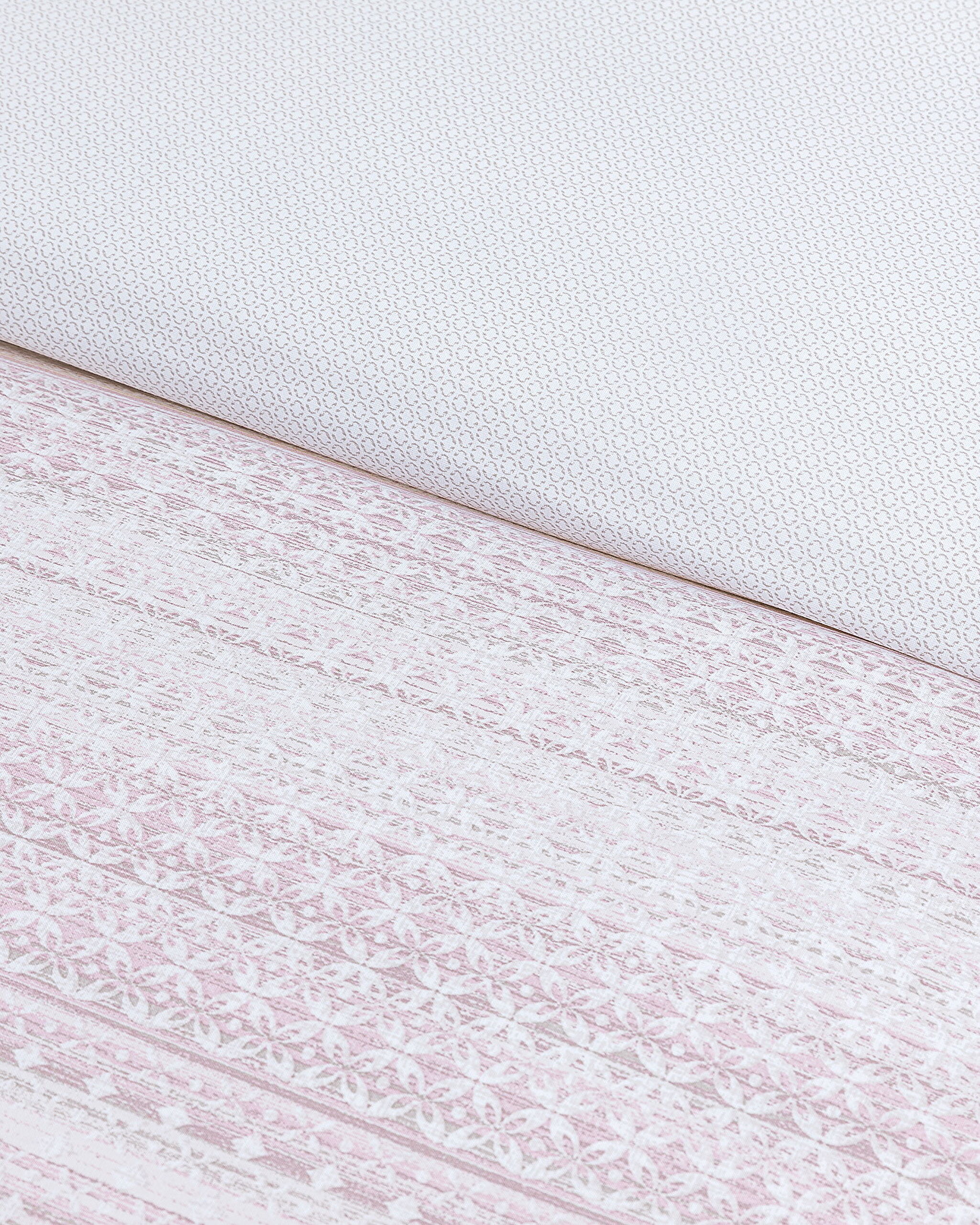 Niort Çift Kişilik %100 Pamuk Ranforce Baskılı Nevresim Takımı - Pudra - 3