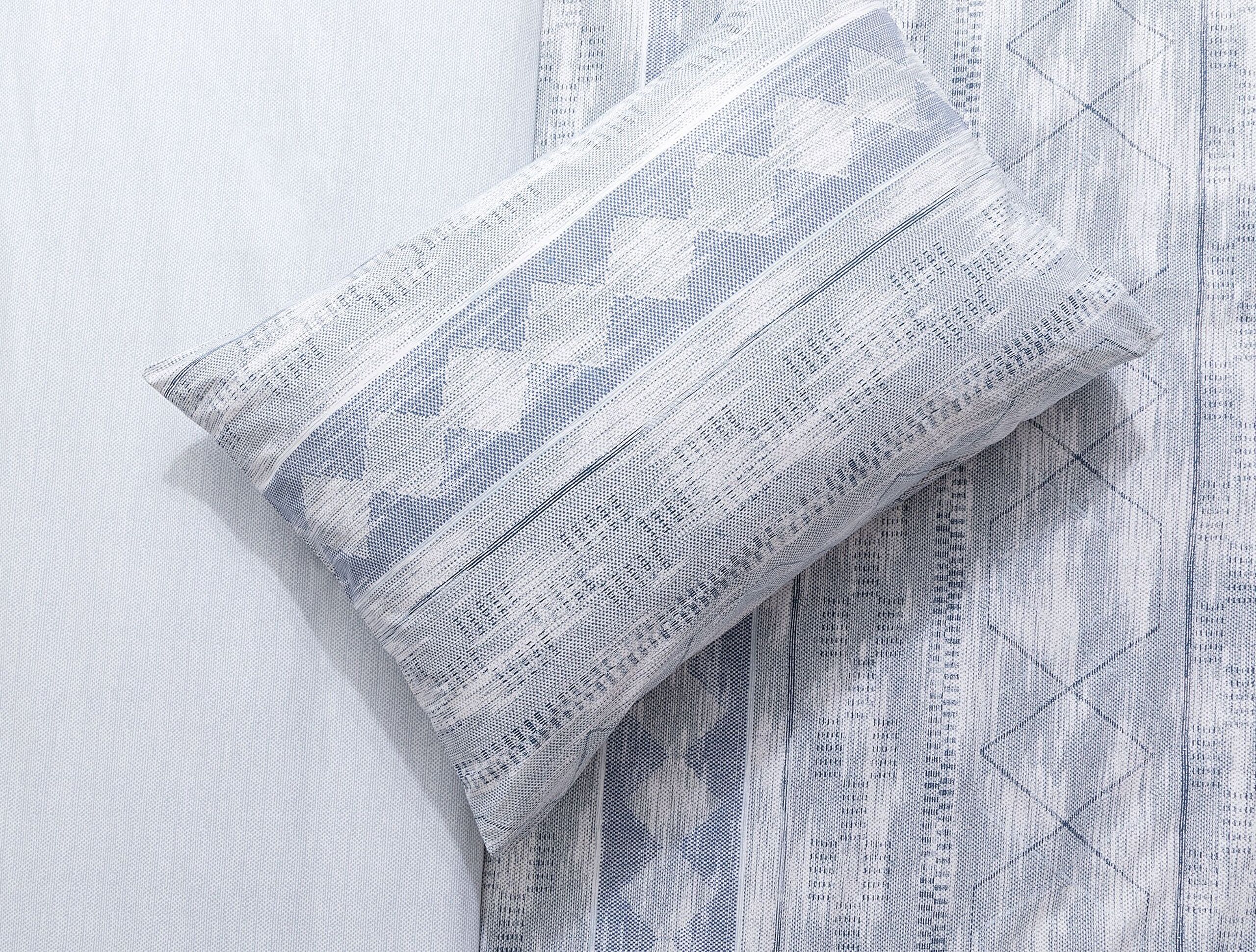 Ensemble de housse de couette imprimé Ranforce 100 % coton double Dash - Bleu - 2