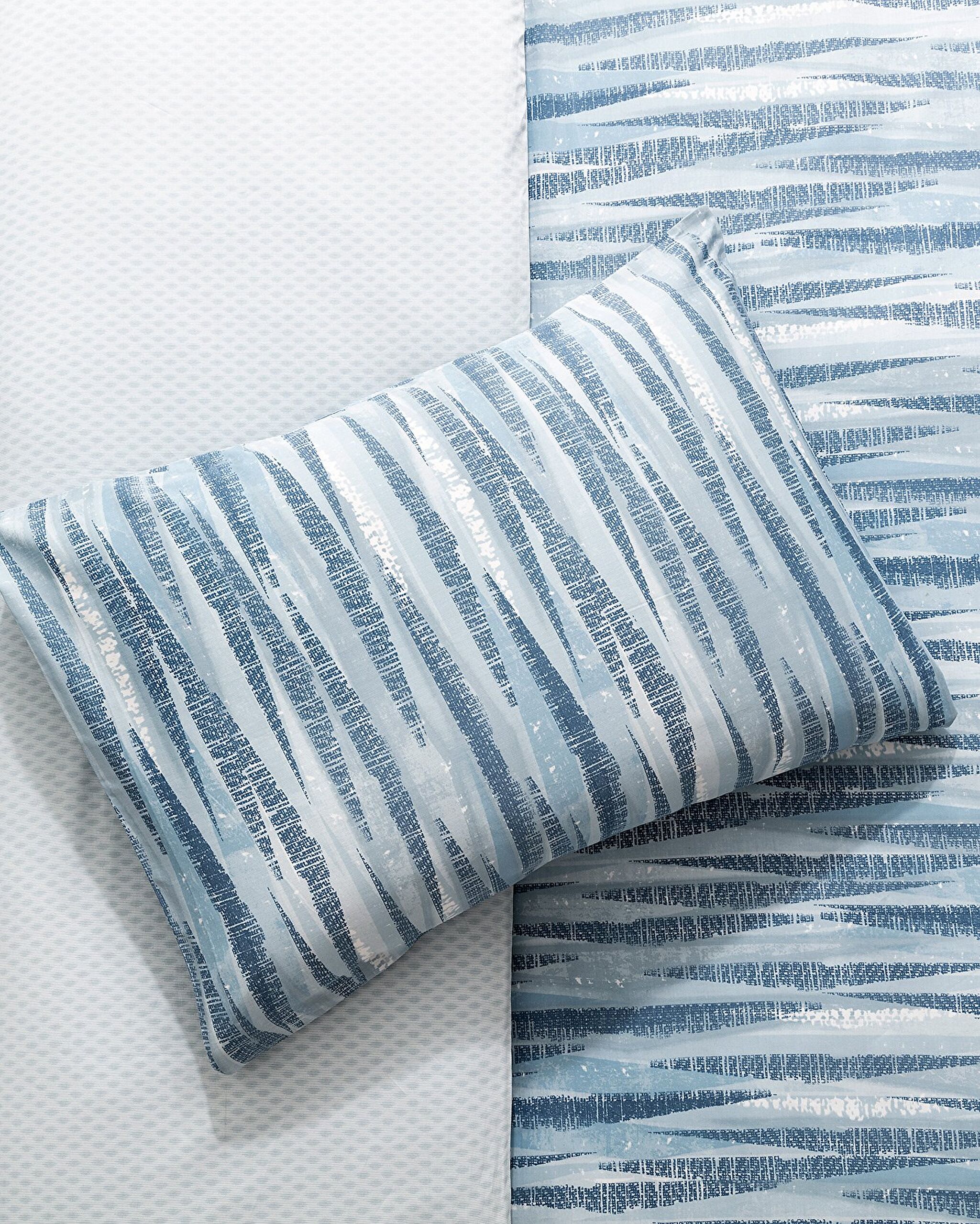 Ensemble de housse de couette imprimé Ranforce 100 % coton double Joell - Bleu - 2