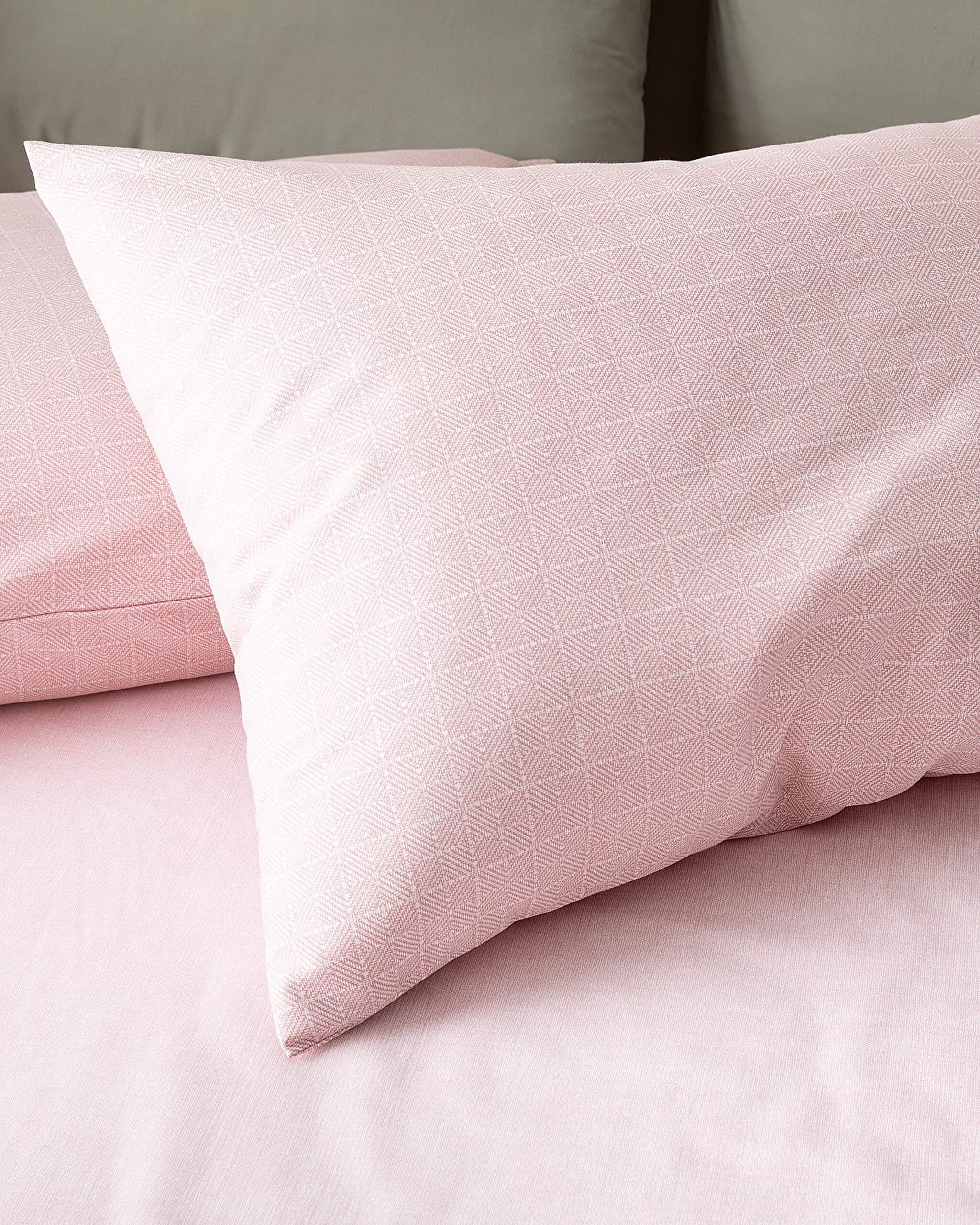 Odette Double 100% Cotton Ranforce Printed Duvet Cover Set - Powder - 2