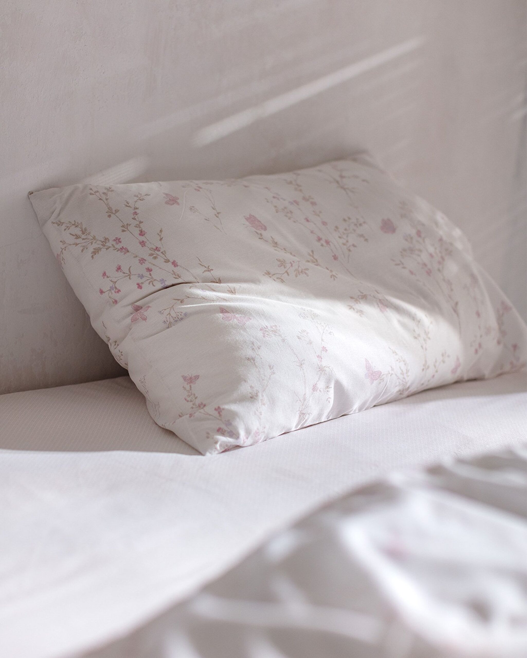 Ensemble de housse de couette imprimée Ranforce double 100 % coton Abella - Beige/Poudre - 2