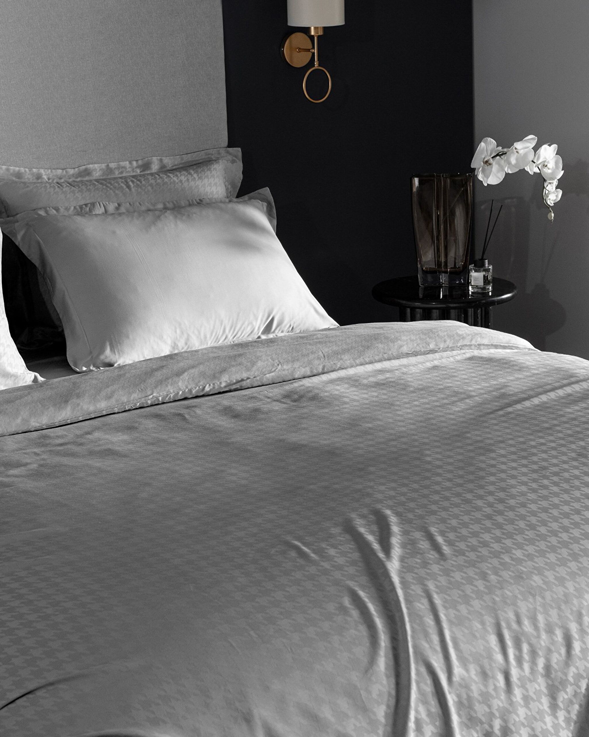 Lune Çift Kişilik Bambu Saten Nevresim Takımı - Taş - 1