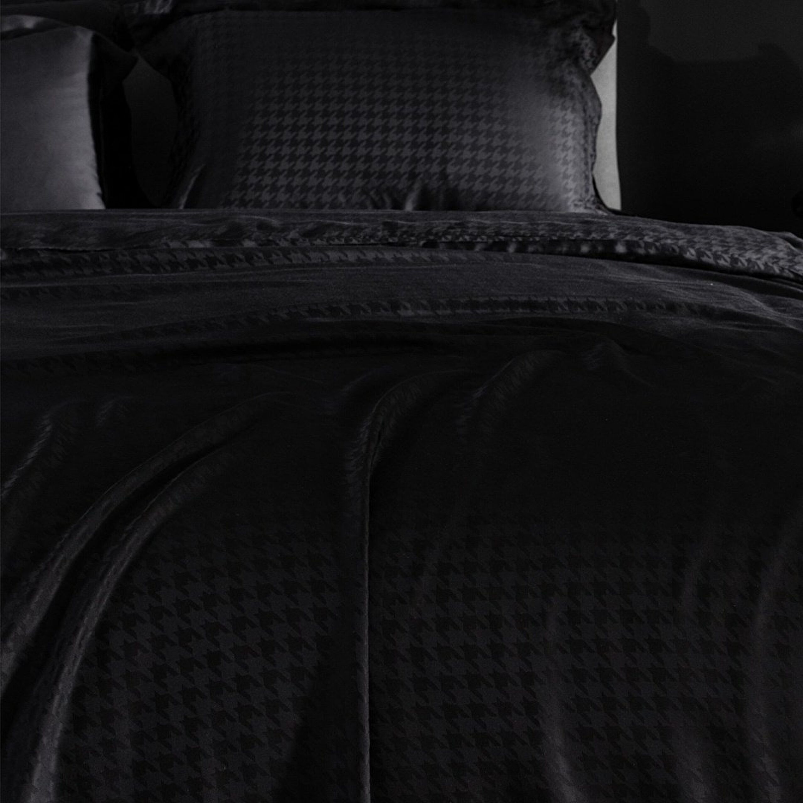 Lune Çift Kişilik Bambu Saten Nevresim Takımı - Siyah - 2