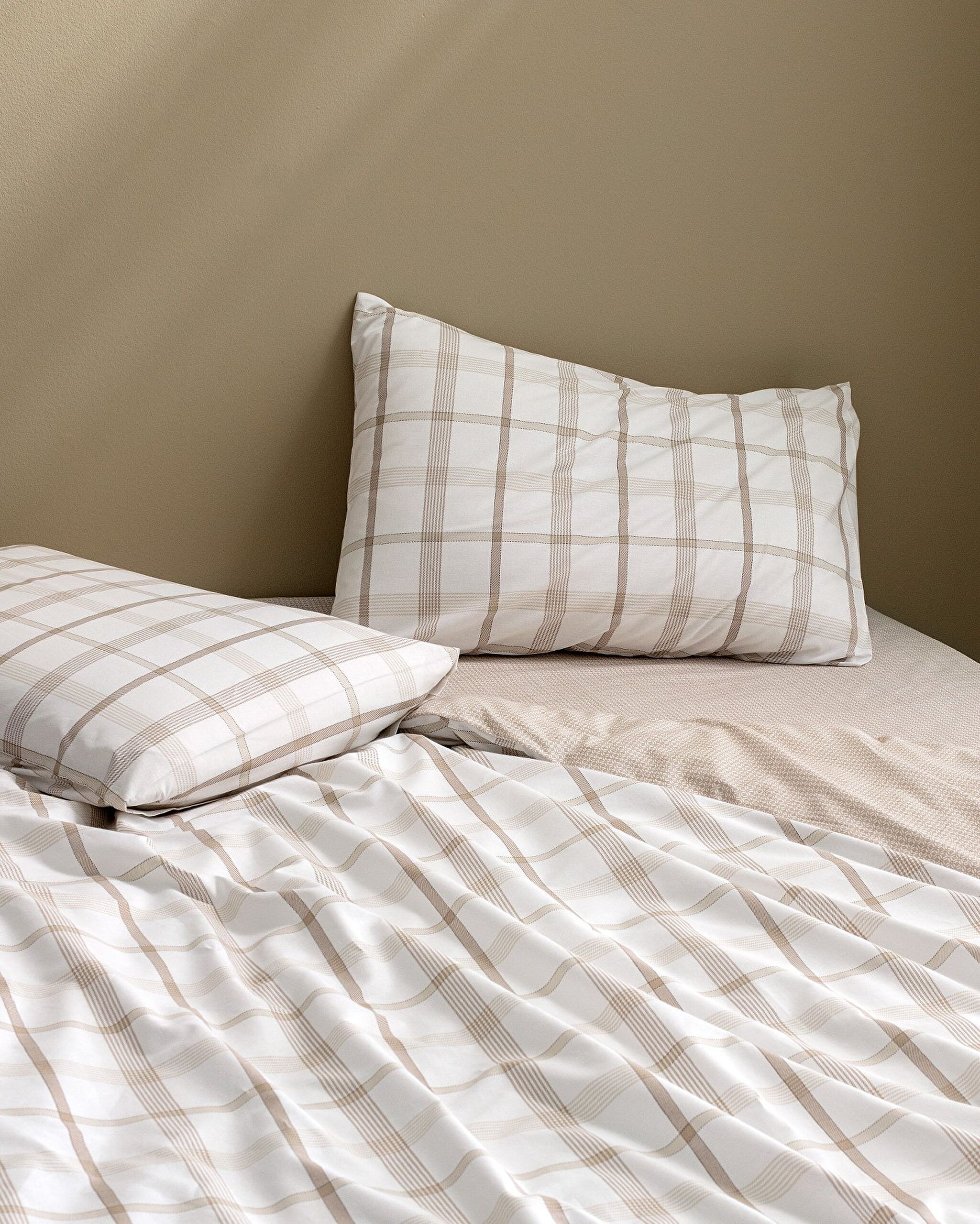 Aluin Dubbel 100% Katoen Ranforce Bedrukt Dekbedovertrekset - Beige - 1