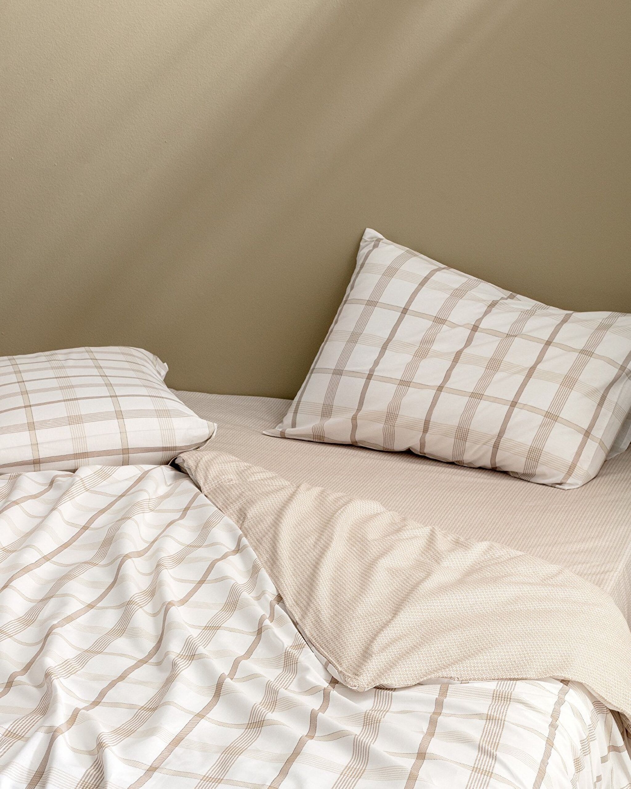 Aluin Dubbel 100% Katoen Ranforce Bedrukt Dekbedovertrekset - Beige - 2