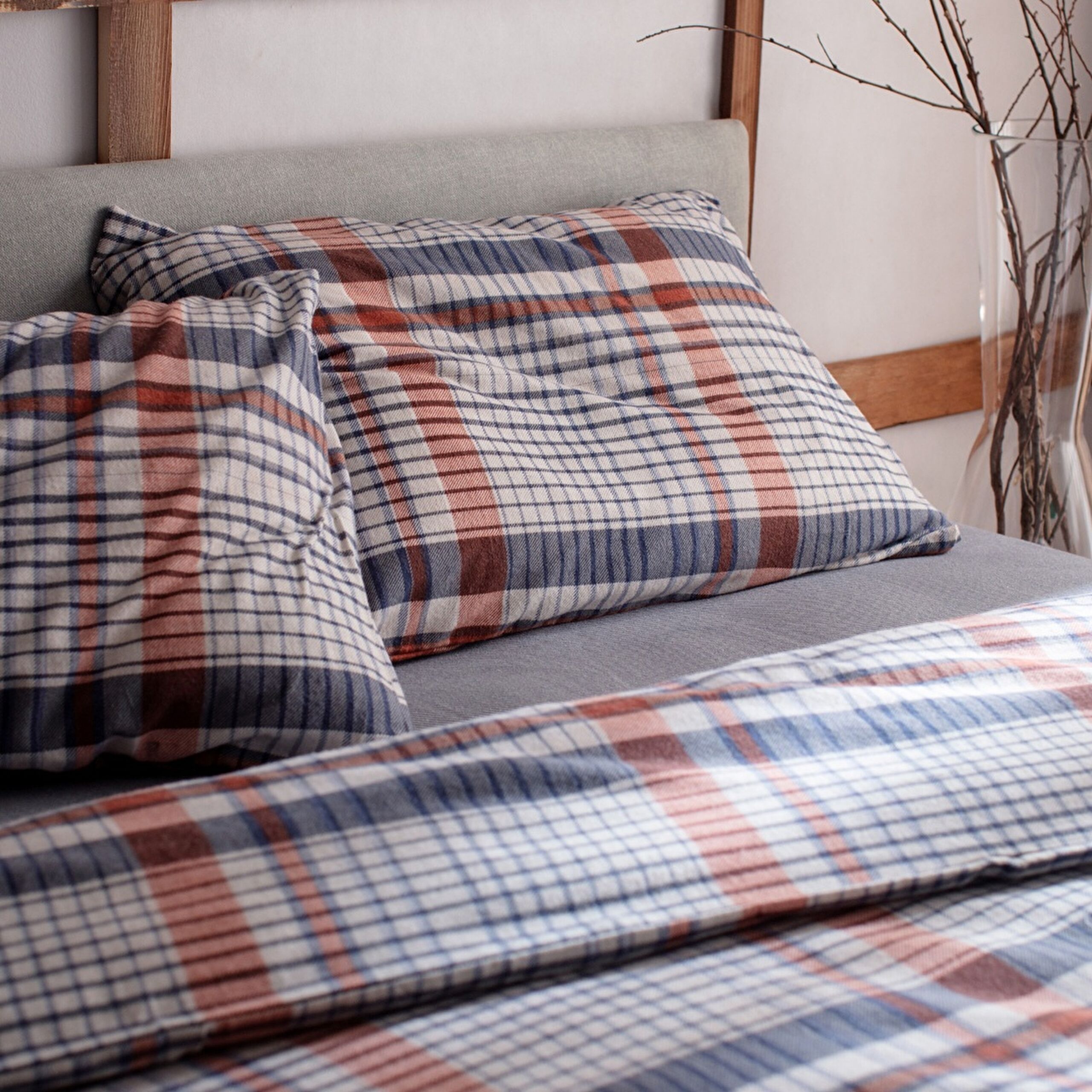 ⁠ Σετ Παπλωματοθήκη Boussy Double 100% Cotton Flannel - Navy Blue_2}