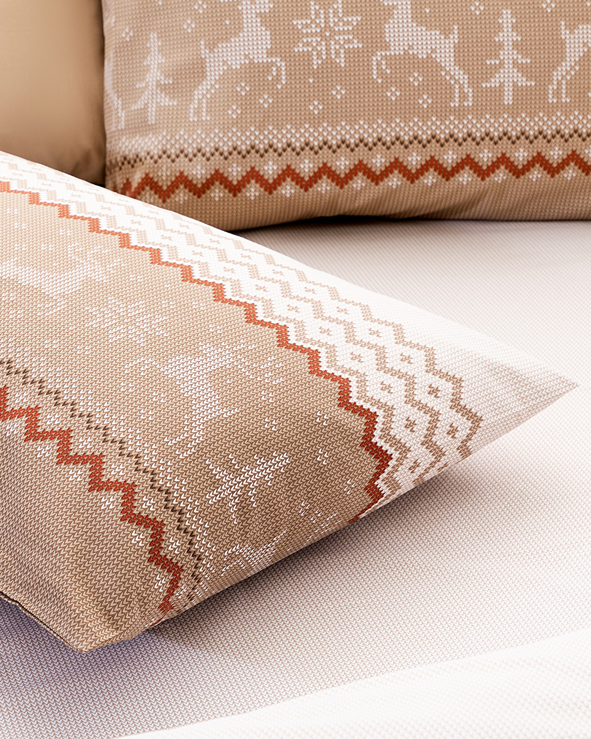 Manchot Bettwäsche-Set, 100 % Baumwolle, Ranforce, bedruckt, Doppelbett, Beige - 2