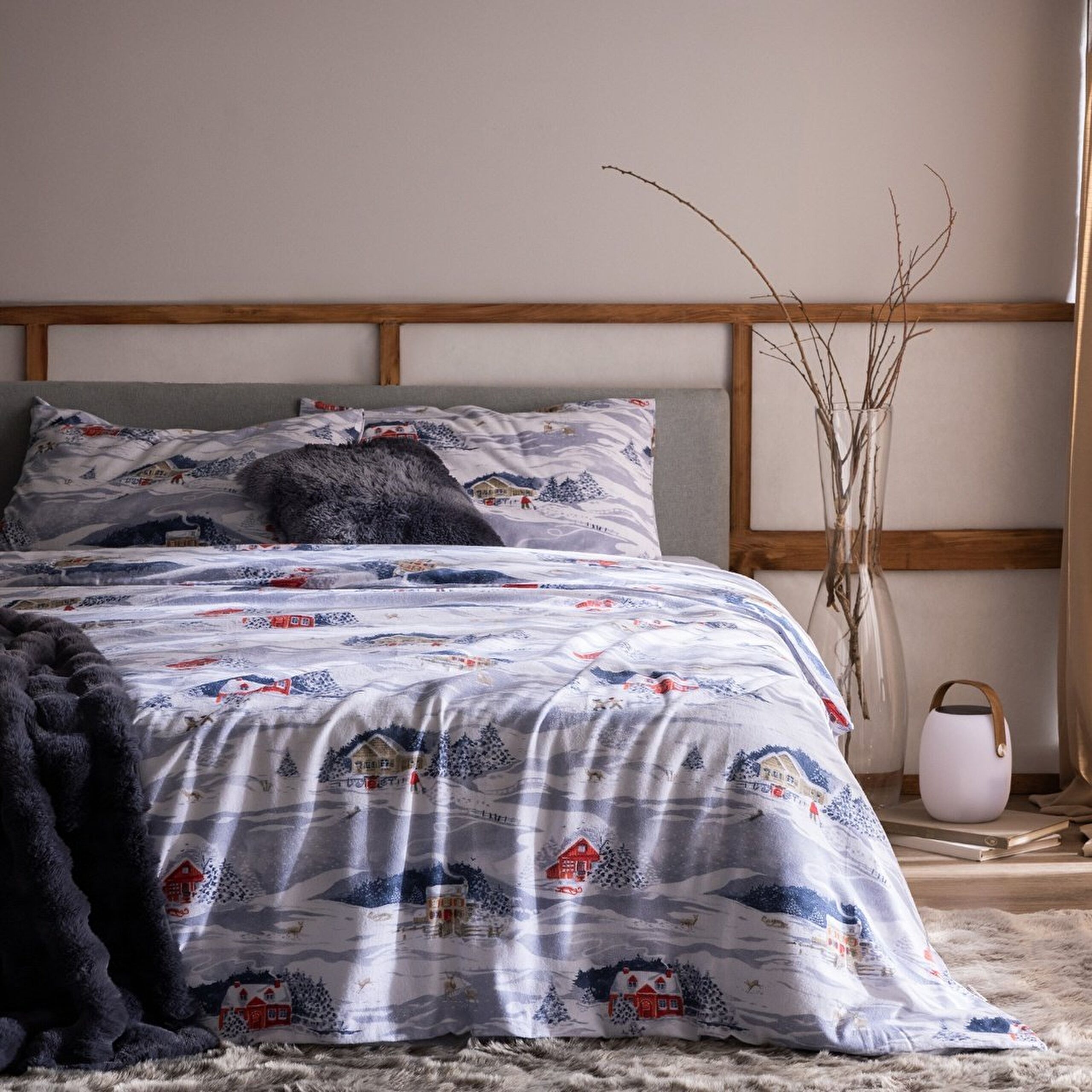 ⁠ Σετ Παπλωματοθήκη Erig Double 100% Cotton Flannel - Μπλε_0}