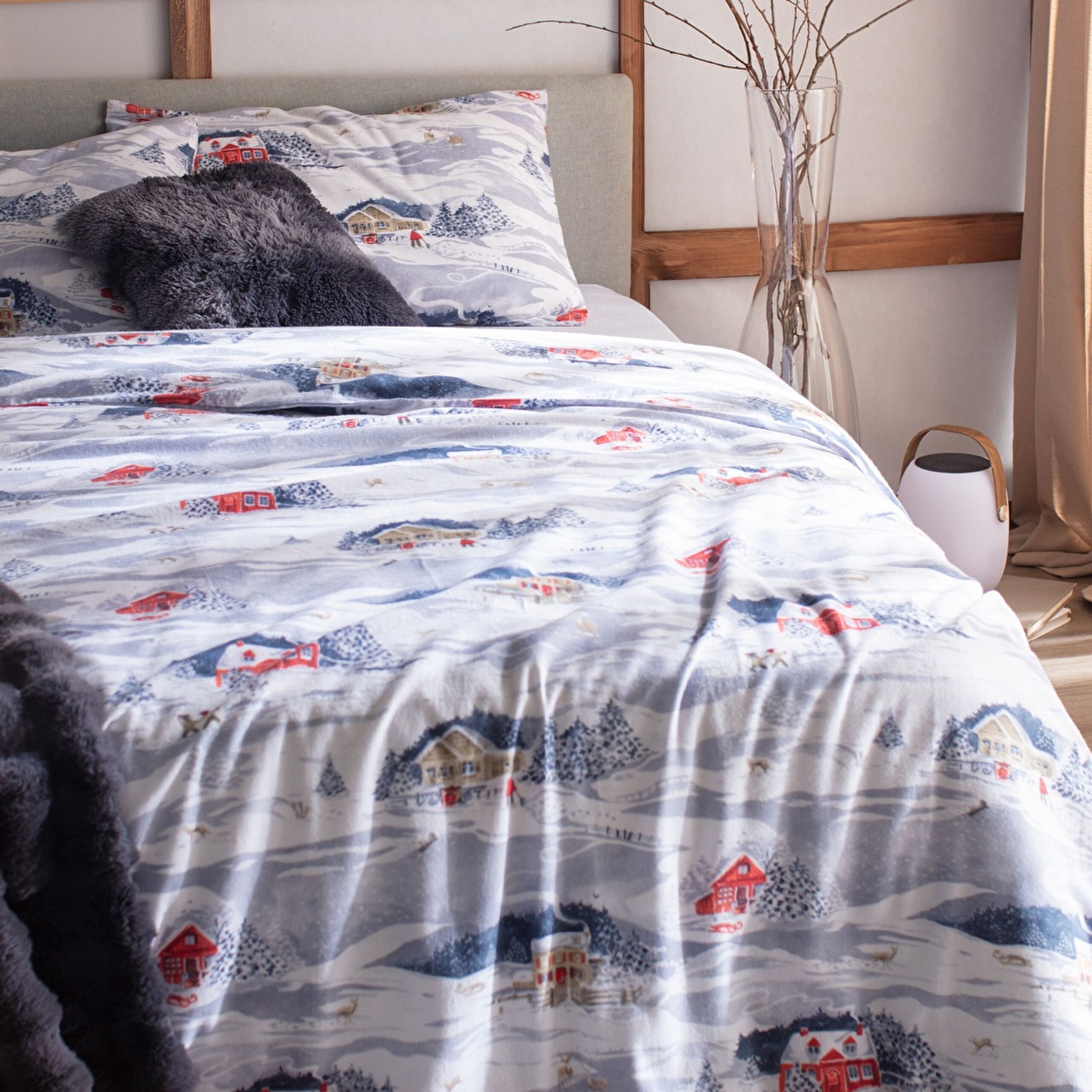 ⁠ Σετ Παπλωματοθήκη Erig Double 100% Cotton Flannel - Μπλε_1}