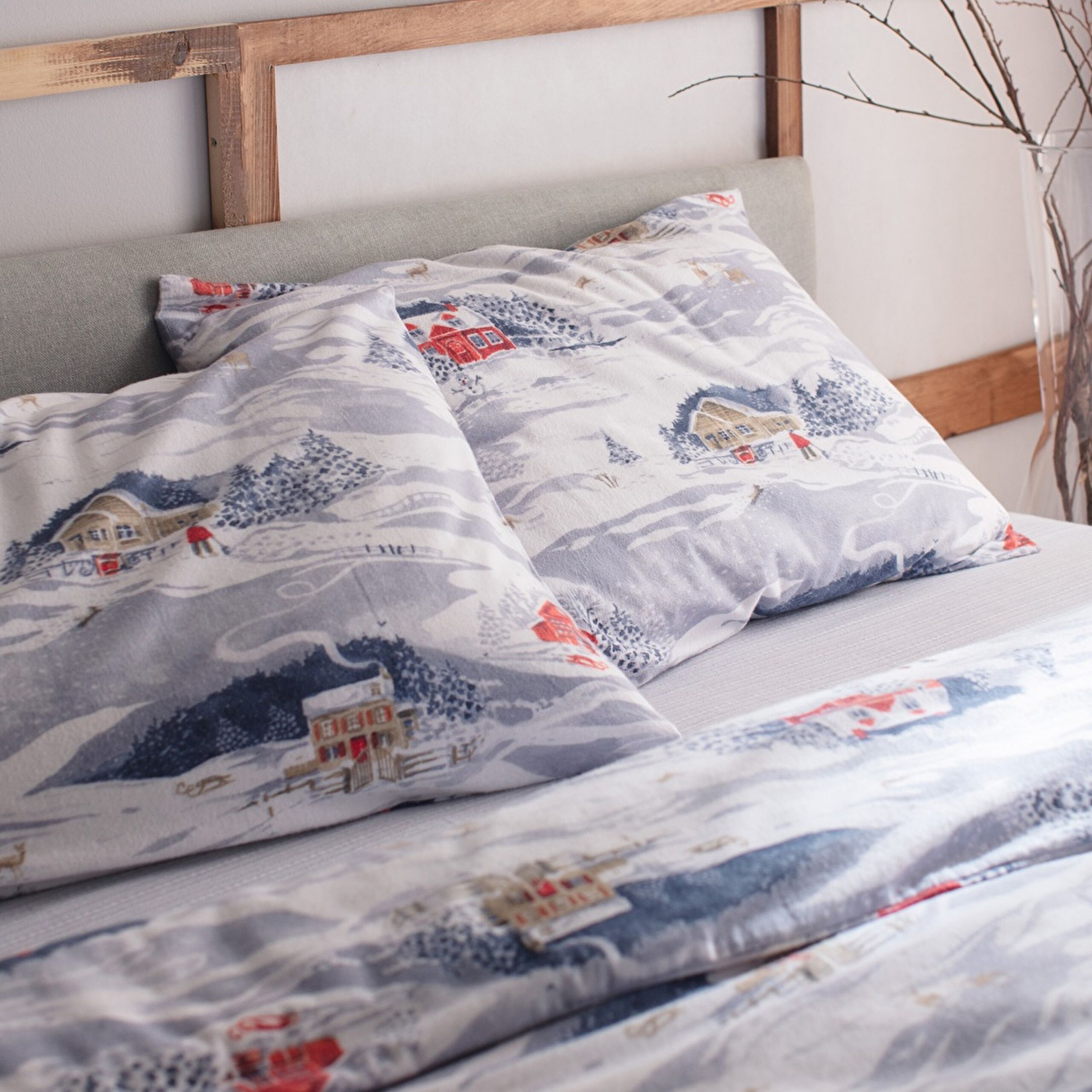 ⁠ Σετ Παπλωματοθήκη Erig Double 100% Cotton Flannel - Μπλε_2}