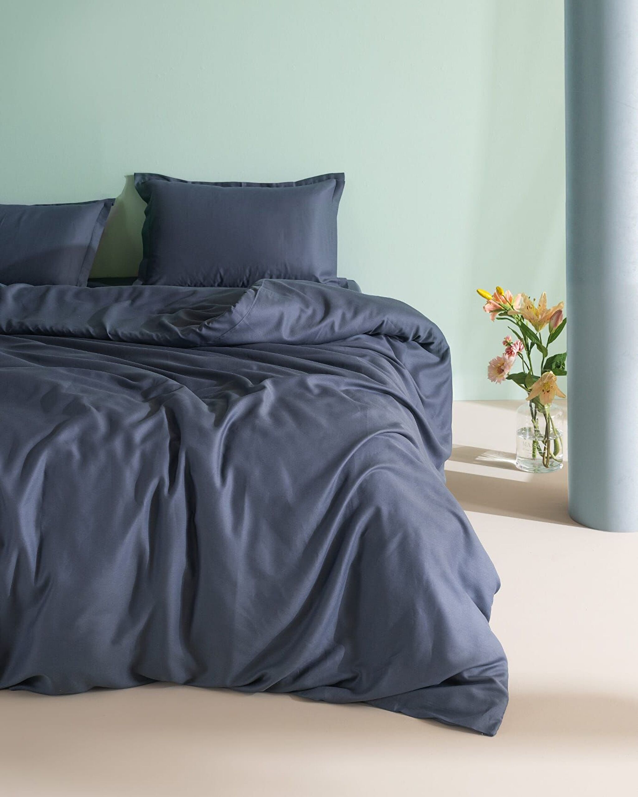 Ensemble Housse De Couette Unie En Crêpe De Coco - 2