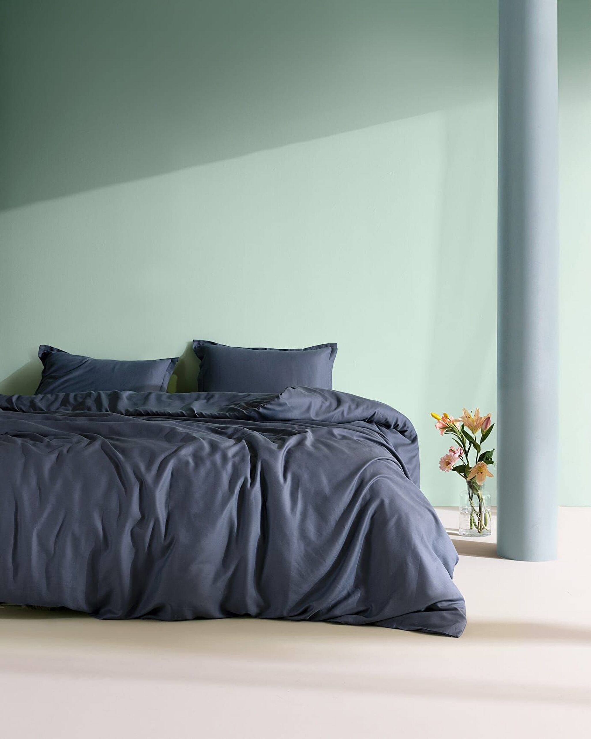 Ensemble Housse De Couette Unie En Crêpe De Coco - 0