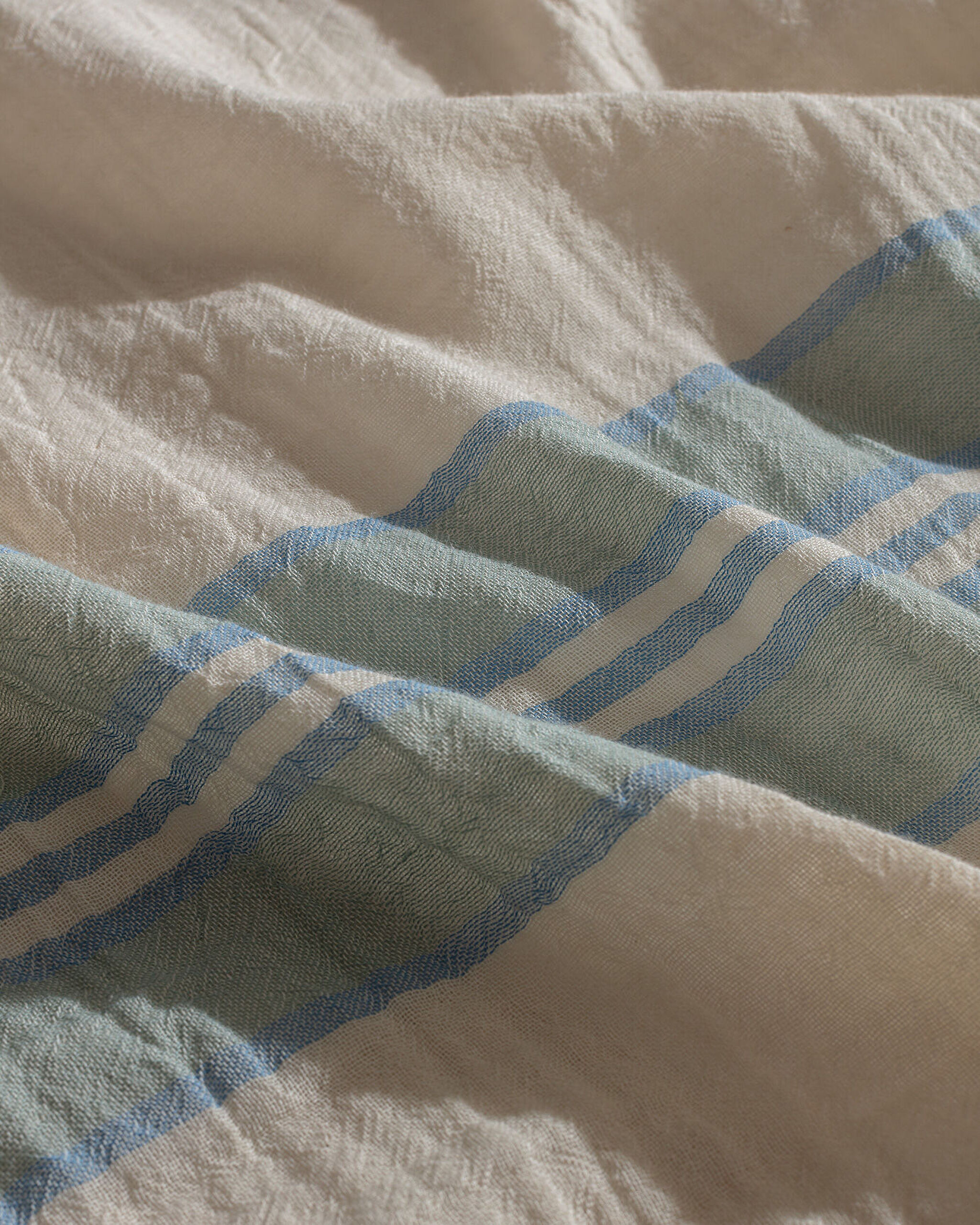 Sheryl Double Sıze Muslın Yarn Dyed Duvet Cover Set - Fıtted - 4