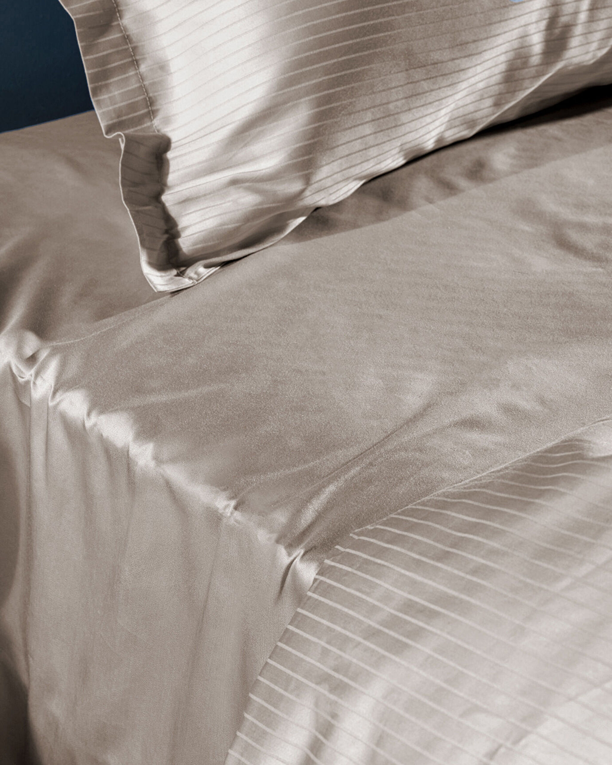 Thalie Double Sıze Strıped Satın Duvet Cover Set - 7