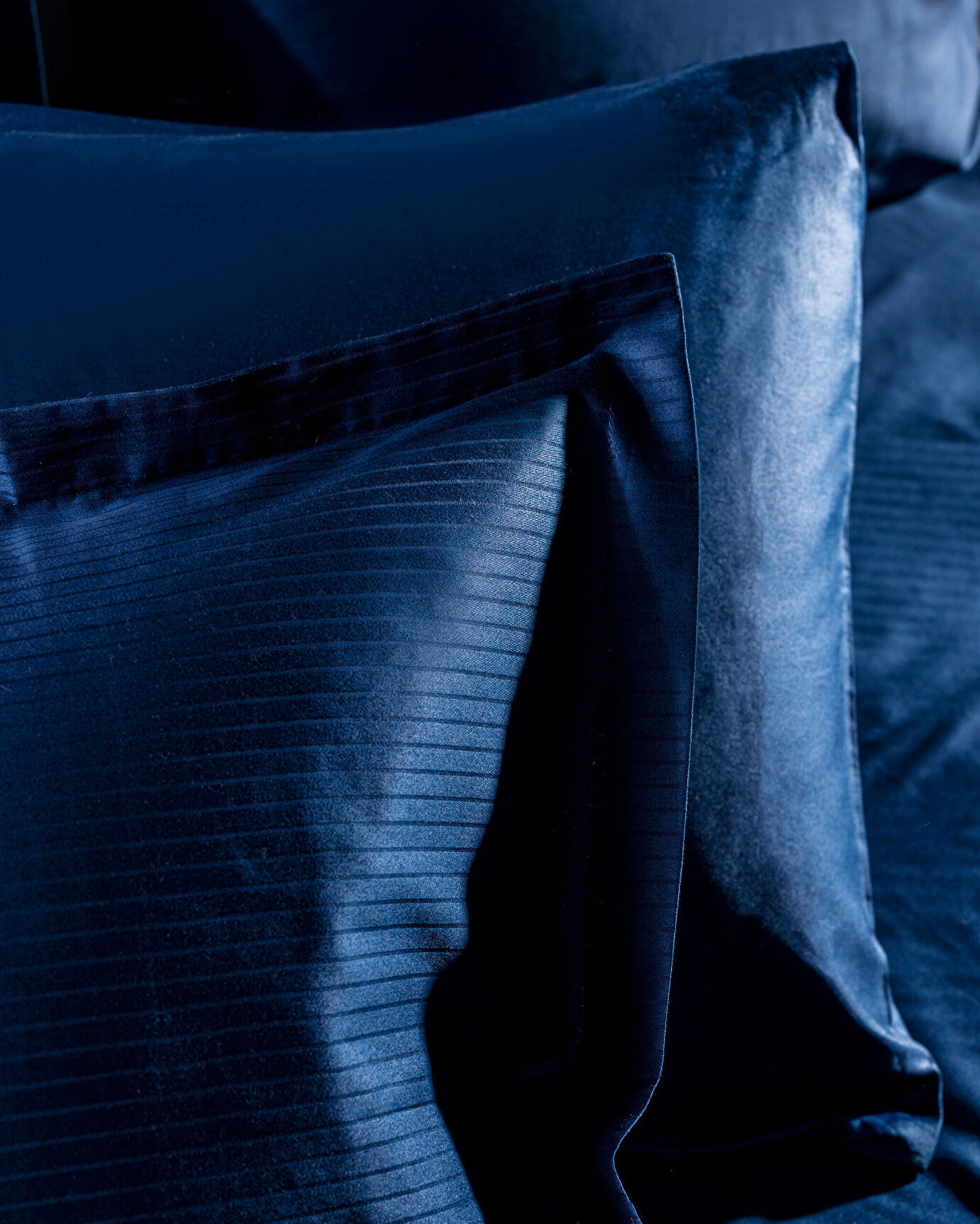 Thalie Double Sıze Strıped Satın Duvet Cover Set - 6