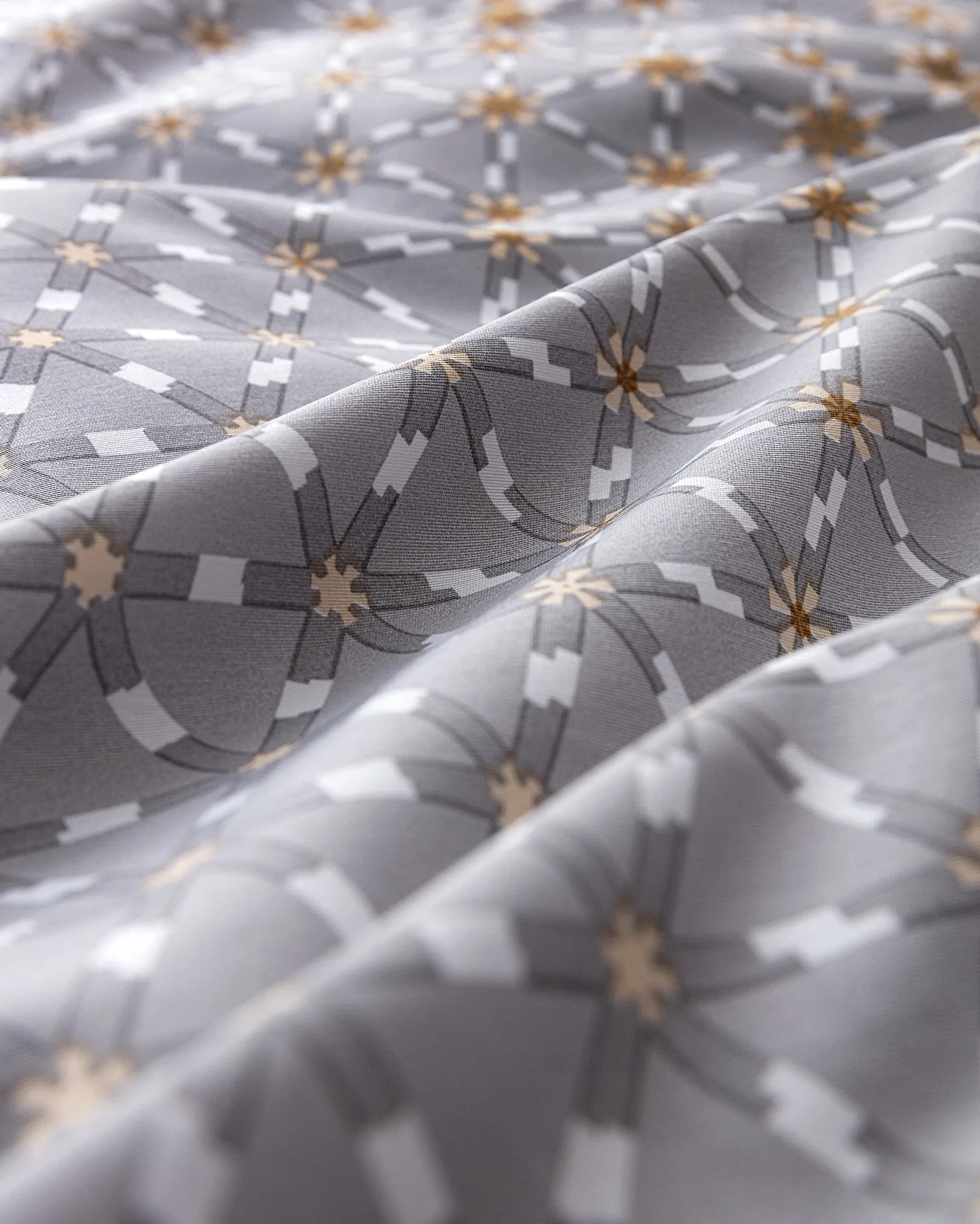 Rainger dubbele katoenen dekbedovertrekset met print - grijs/beige - 3