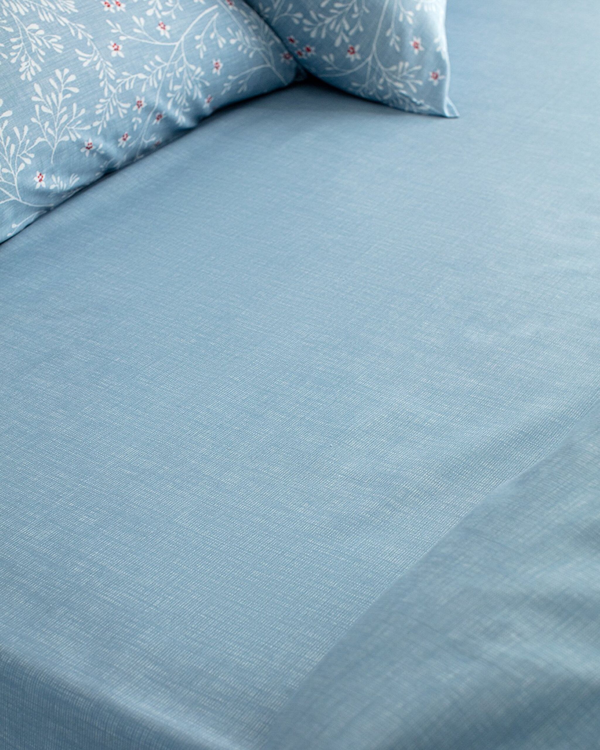 Ensemble de housse de couette double imprimé en coton Emele - Bleu - 4