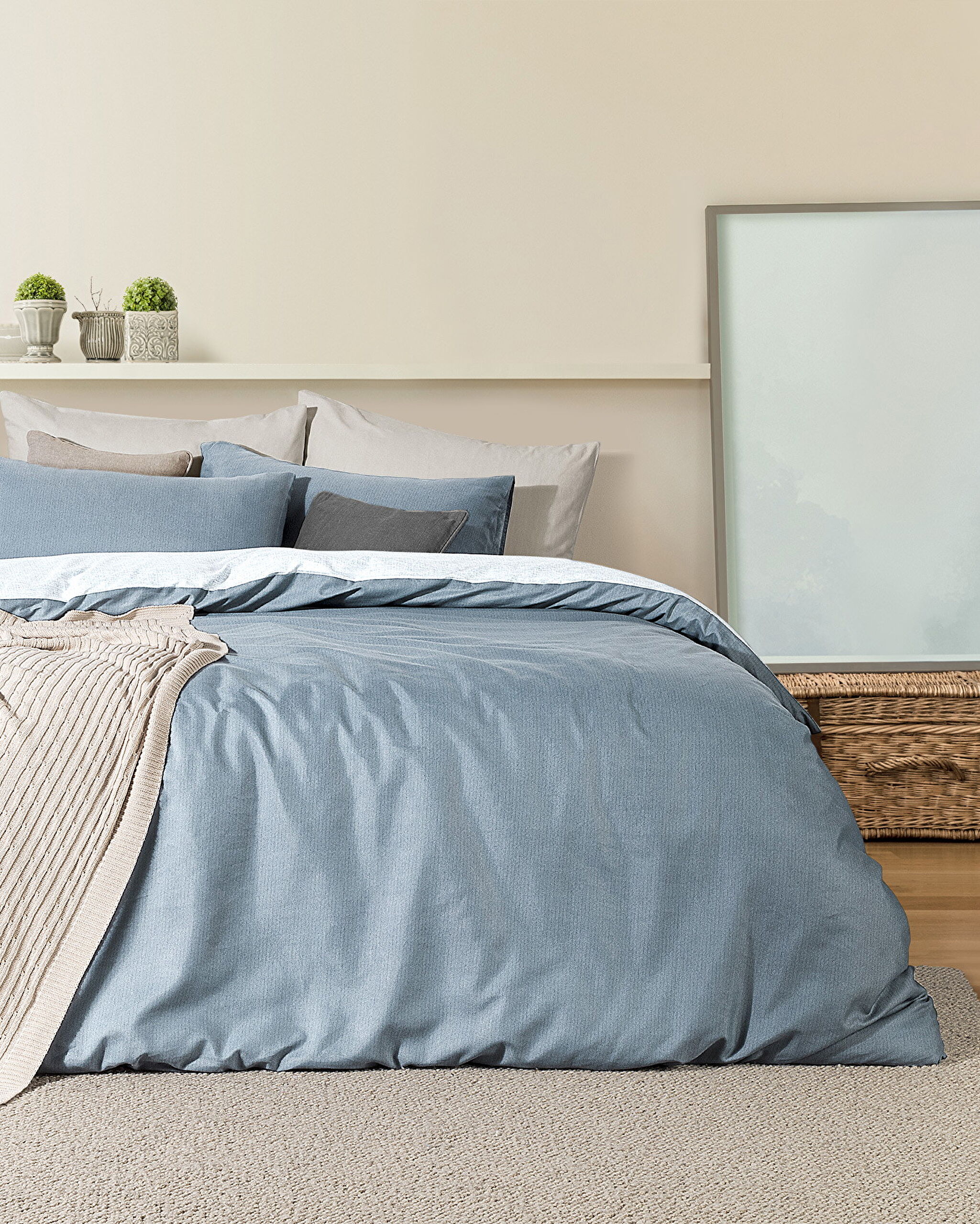 Cher Çift Kişilik Pamuklu Baskılı Nevresim Takımı - Mavi - 0