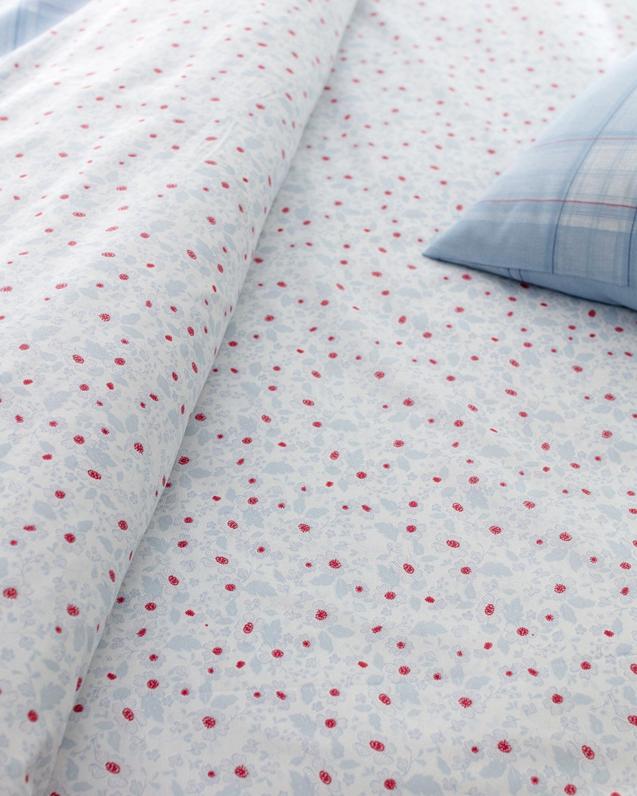 Ensemble de housse de couette double imprimé en coton Blanch - Bleu - 4