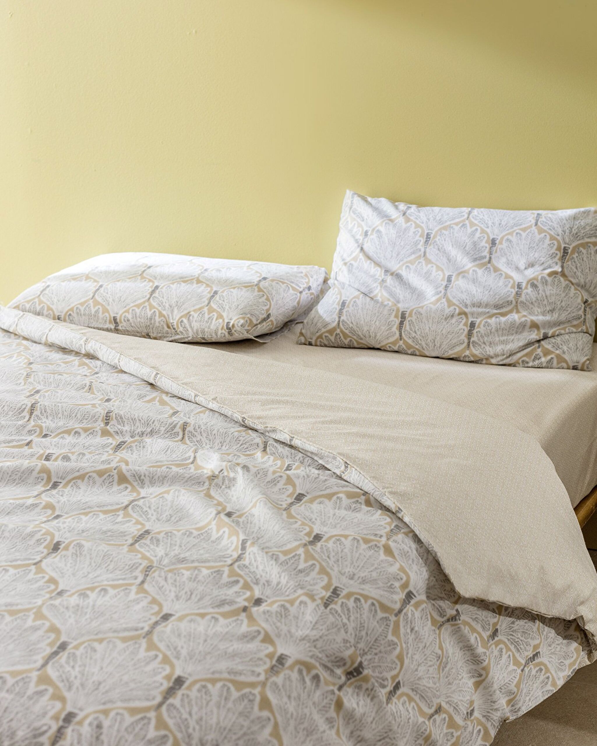 Kerman Çift Kişilik Pamuklu Baskılı Nevresim Takımı - Bej/Gri - 1