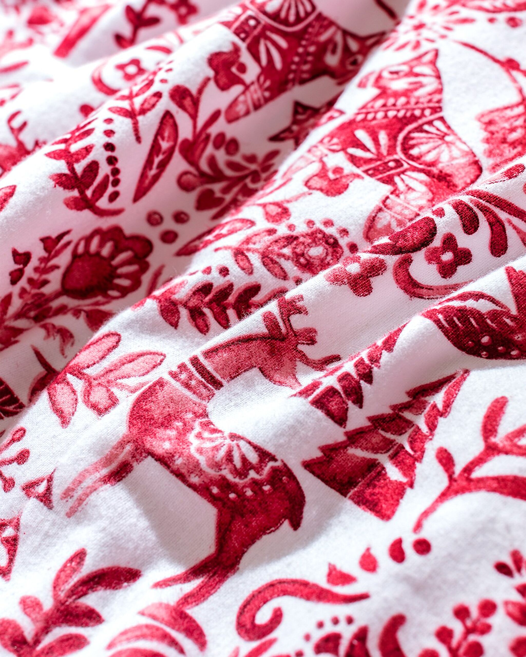 Ensemble de housse de couette en flanelle 100 % coton taille familiale Edmon - Rouge - 4