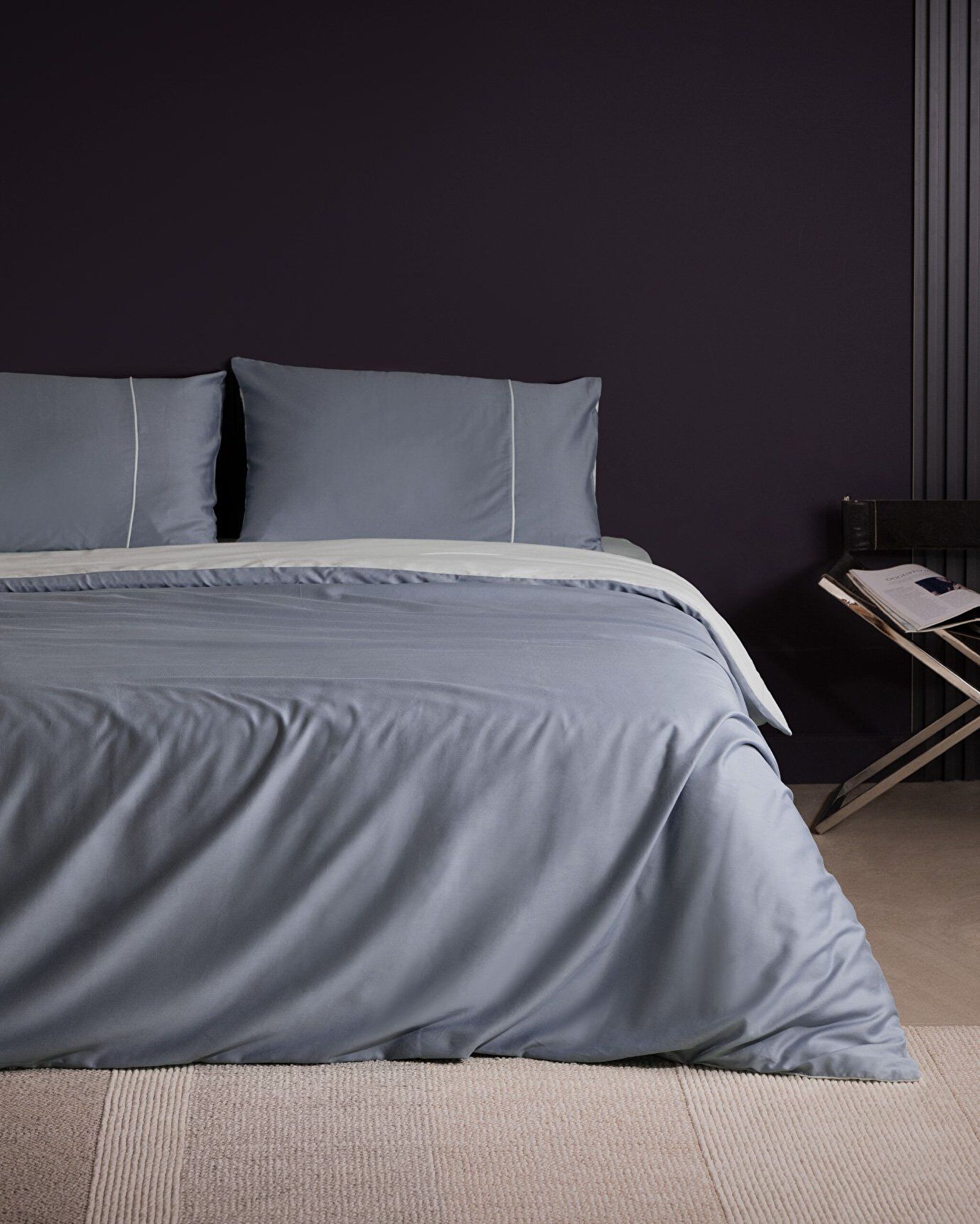 Danton Family Size Satin Piping Plain Dye Duvet Cover Set - 0