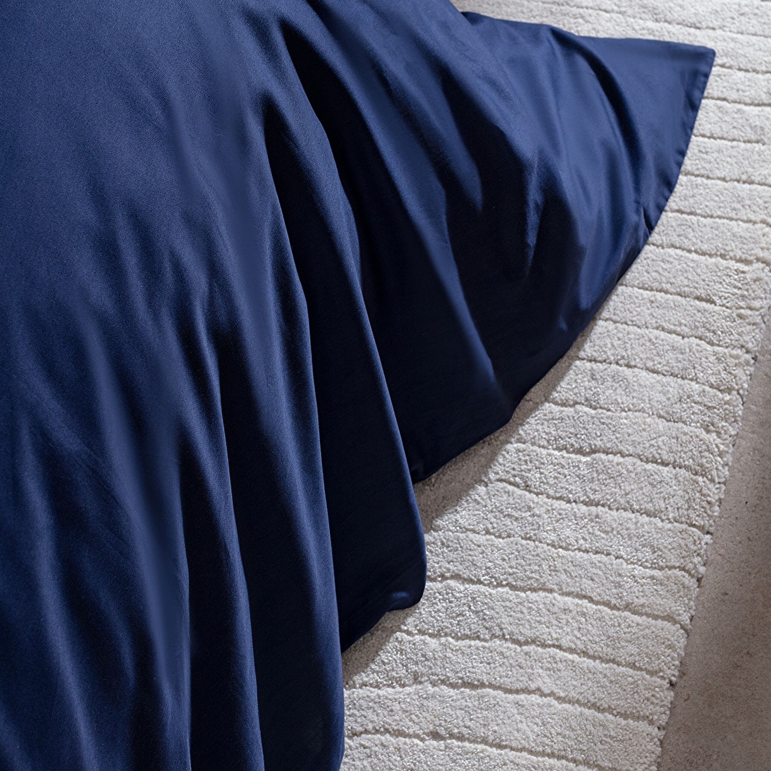 Ensemble de housse de couette en satin imprimé 100 % coton taille familiale Coyne - Bleu marine - 4