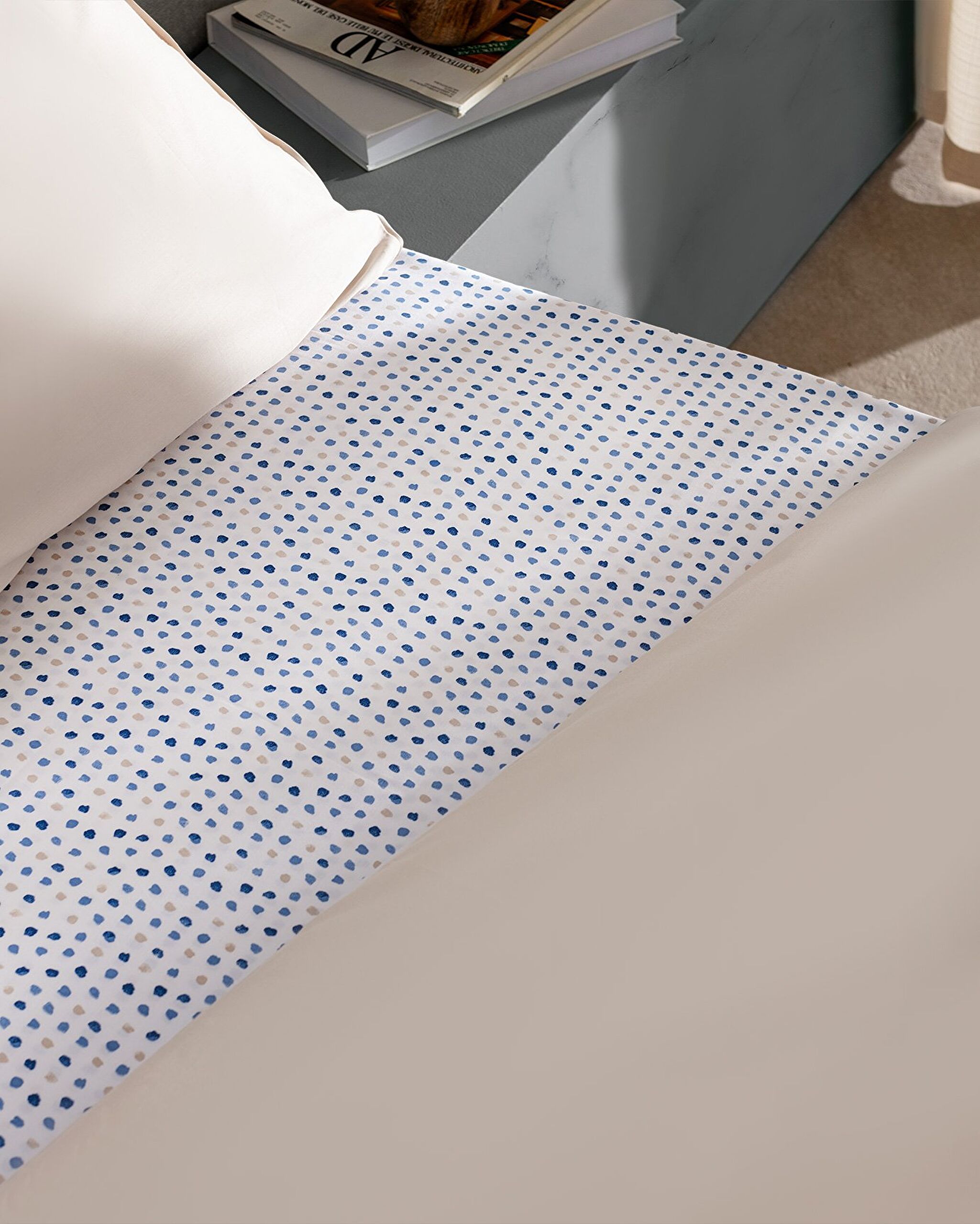 Ensemble de housse de couette en satin imprimé 100 % coton taille familiale Bern - Beige - 4