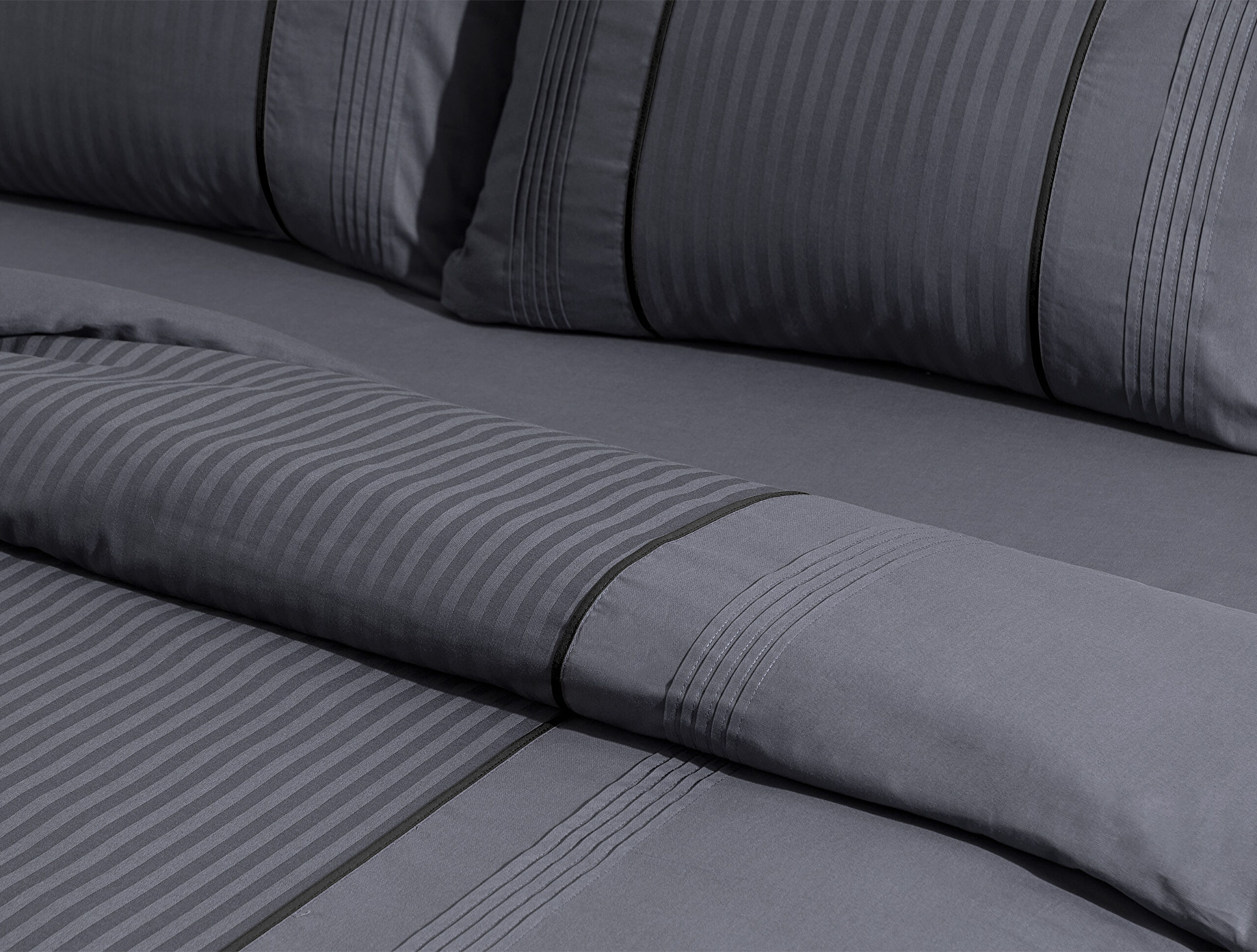 Mousse Geripptes Bettbezug-Set, Kingsize, Dunkelgrau - 2