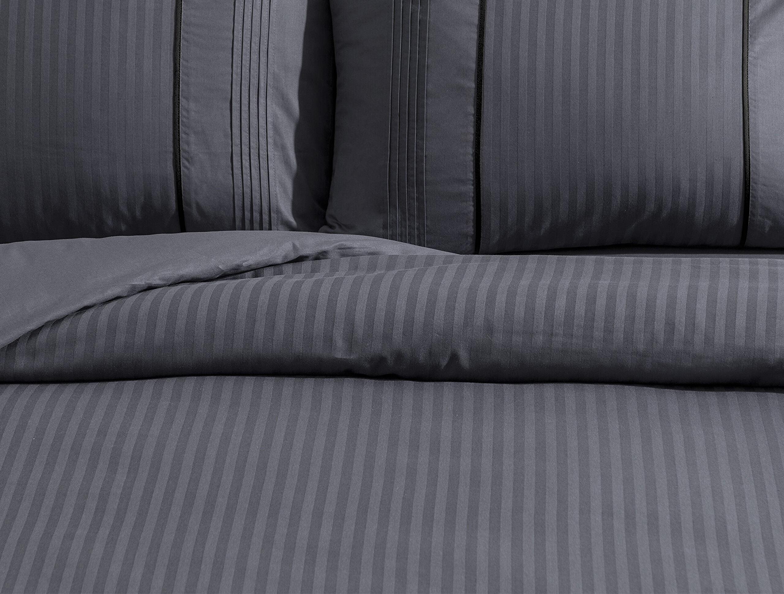 Mousse Geripptes Bettbezug-Set, Kingsize, Dunkelgrau - 1