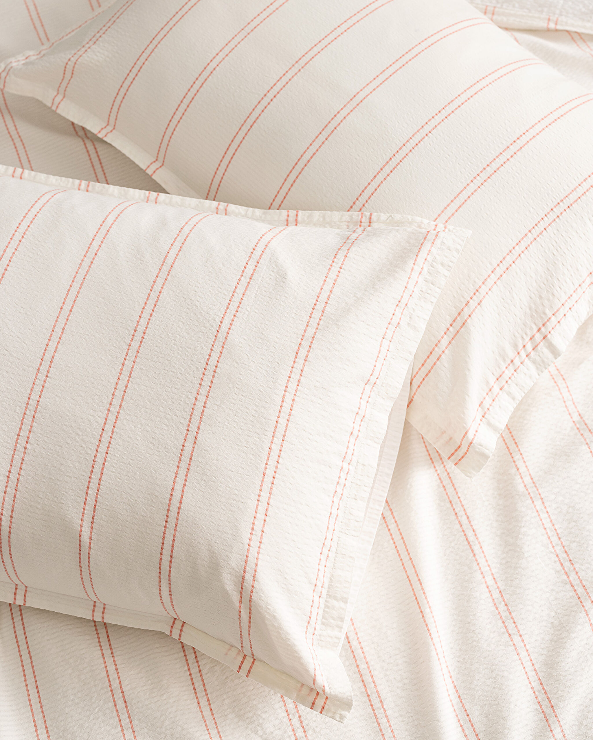 Ensemble de housse de couette en seersucker lavé 100 % coton à rayures Linda pour très grand lit - B - 7