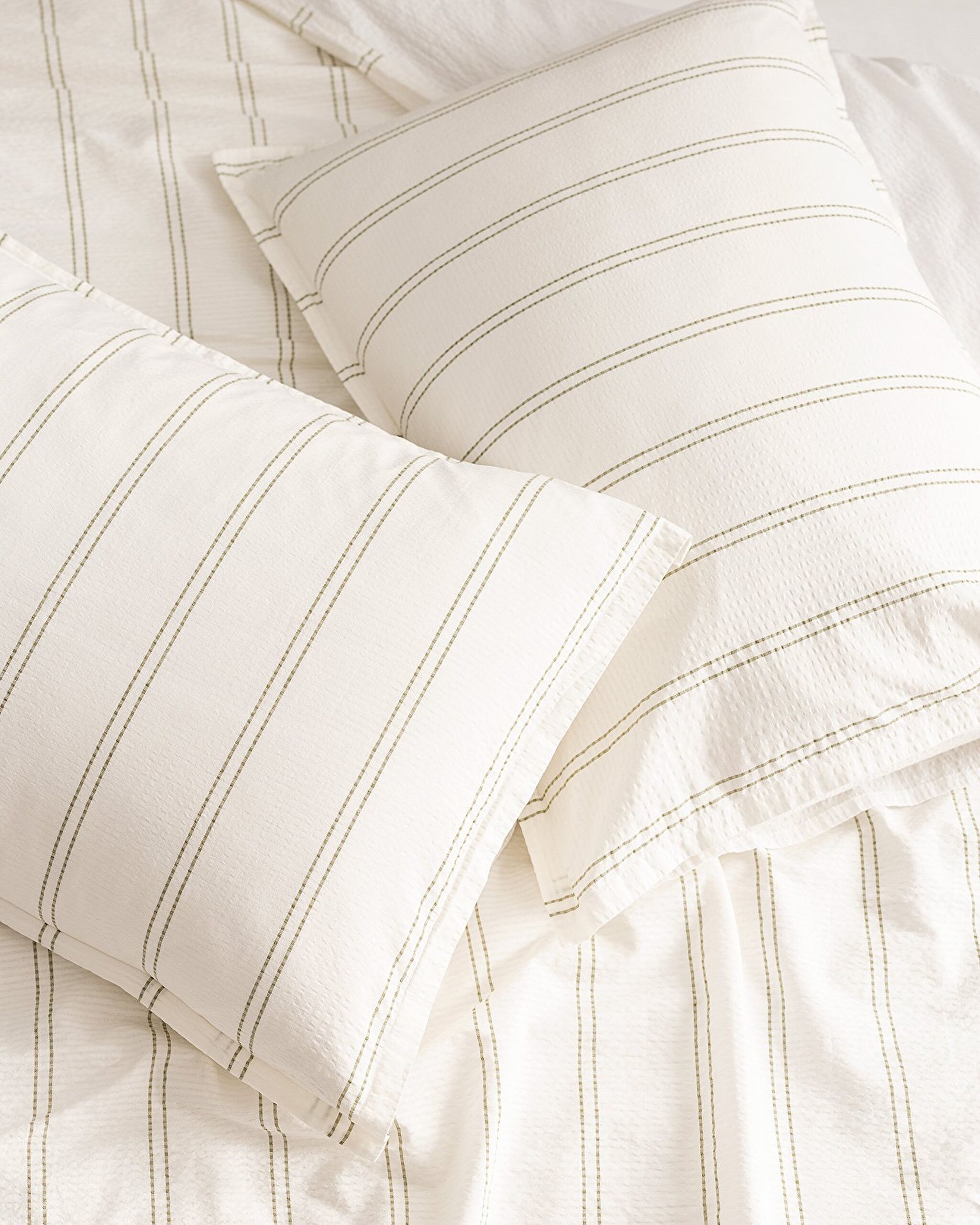 Ensemble de housse de couette en seersucker lavé 100 % coton à rayures Linda pour très grand lit - B - 7