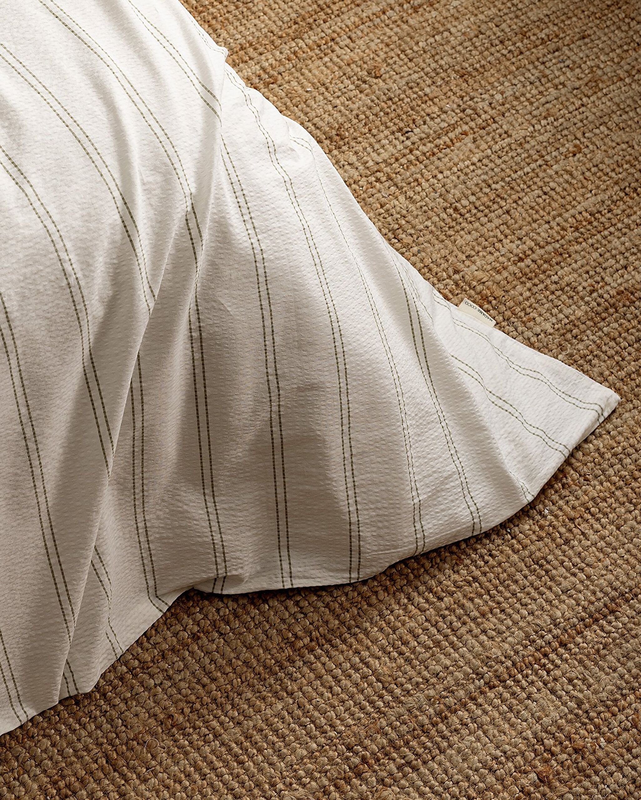 Ensemble de housse de couette en seersucker lavé 100 % coton à rayures Linda pour très grand lit - B - 3