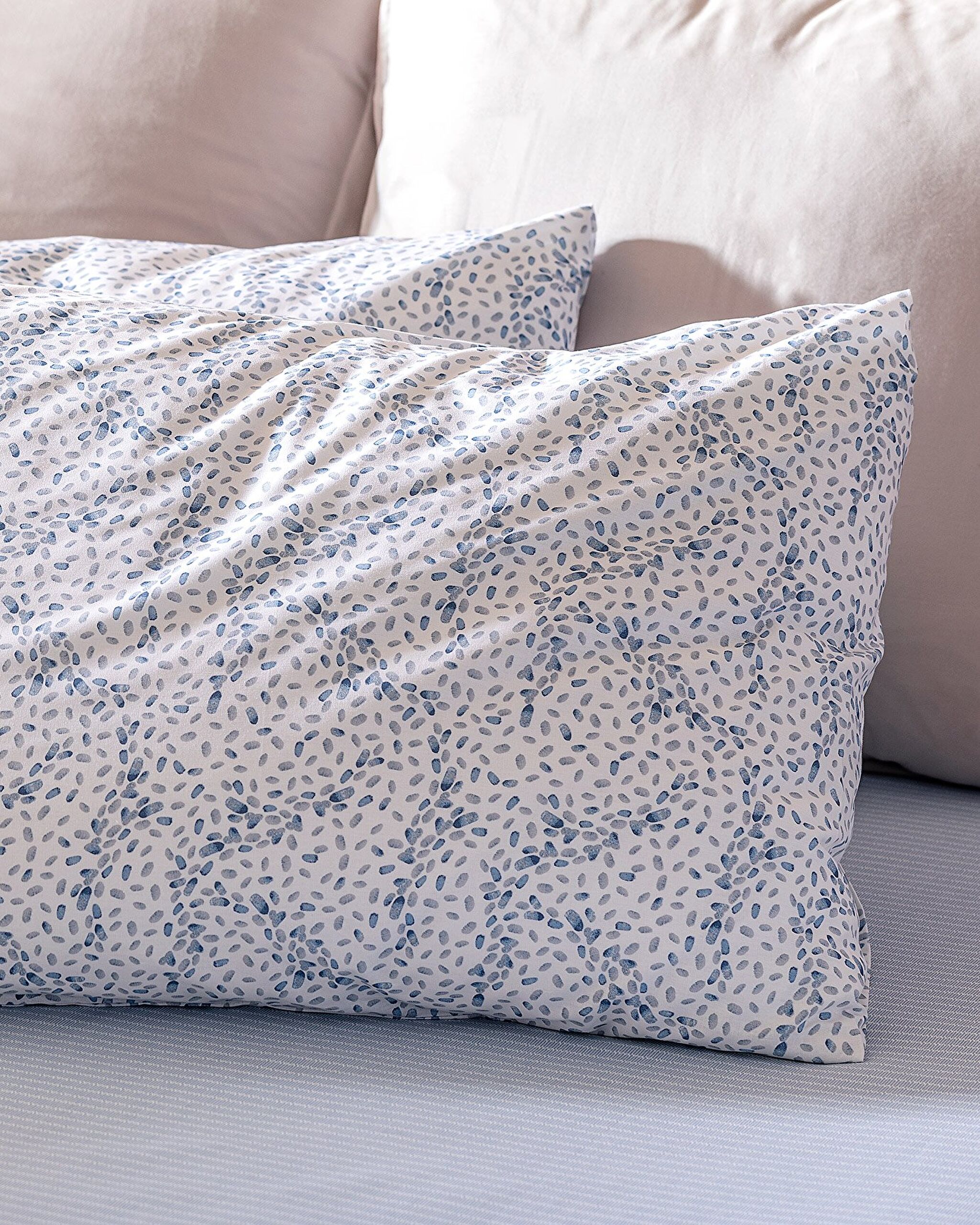 Octave King Size 100 % Baumwolle Ranforce bedrucktes Bettbezug-Set – Blau - 4