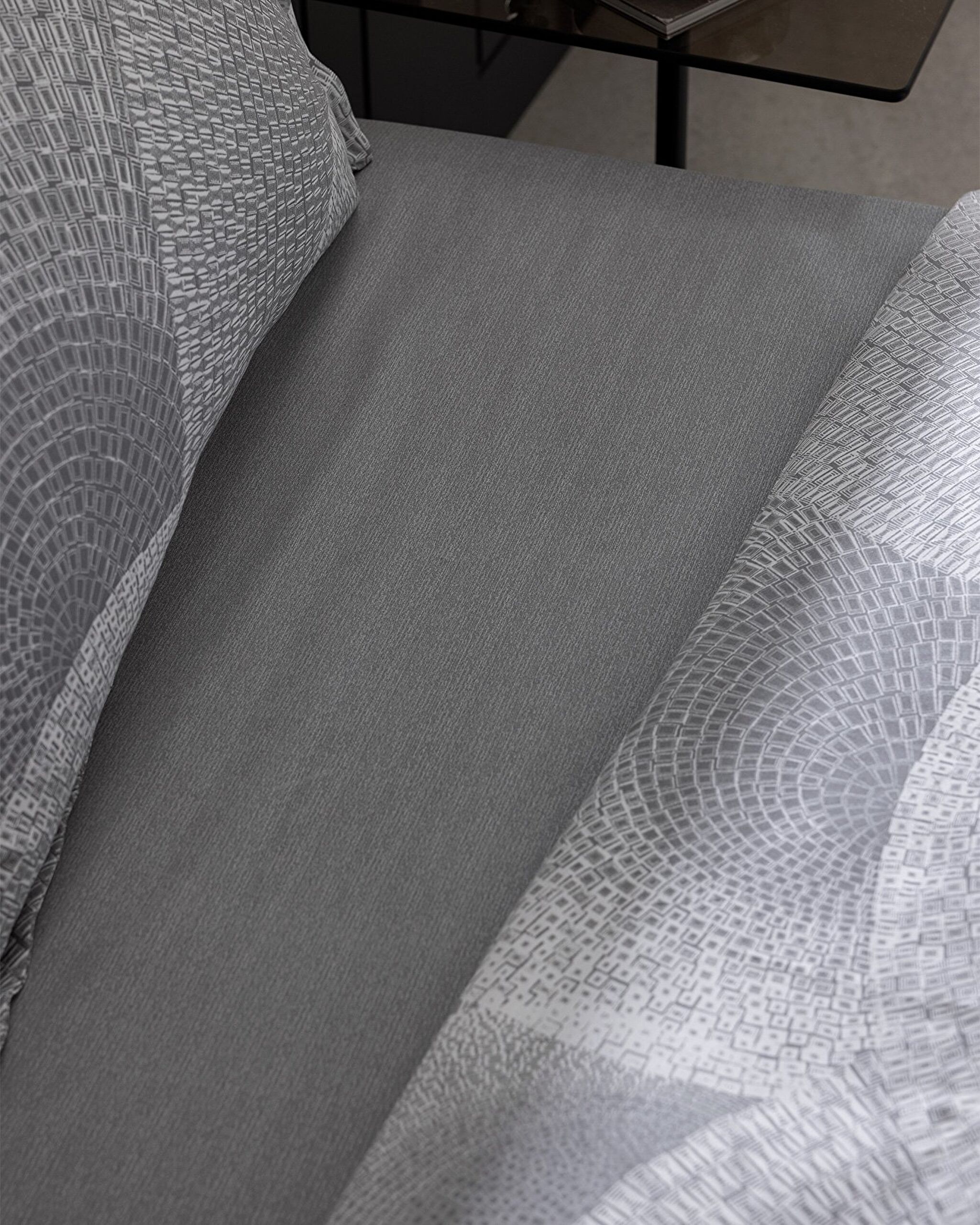 Parure de lit Rochelle King Size 100 % satin de coton imprimé - Gris - 5