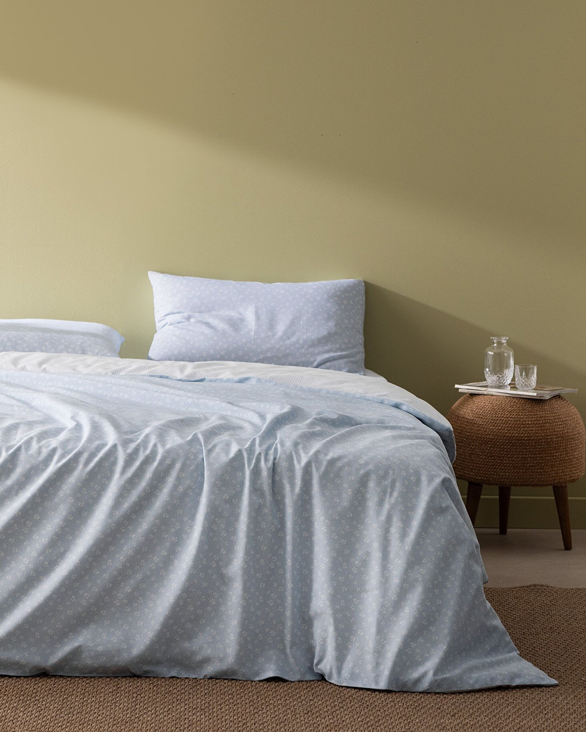 Marlie King Size 100% Cotton Ranforce Printed Duvet Cover Set - Blue - 0