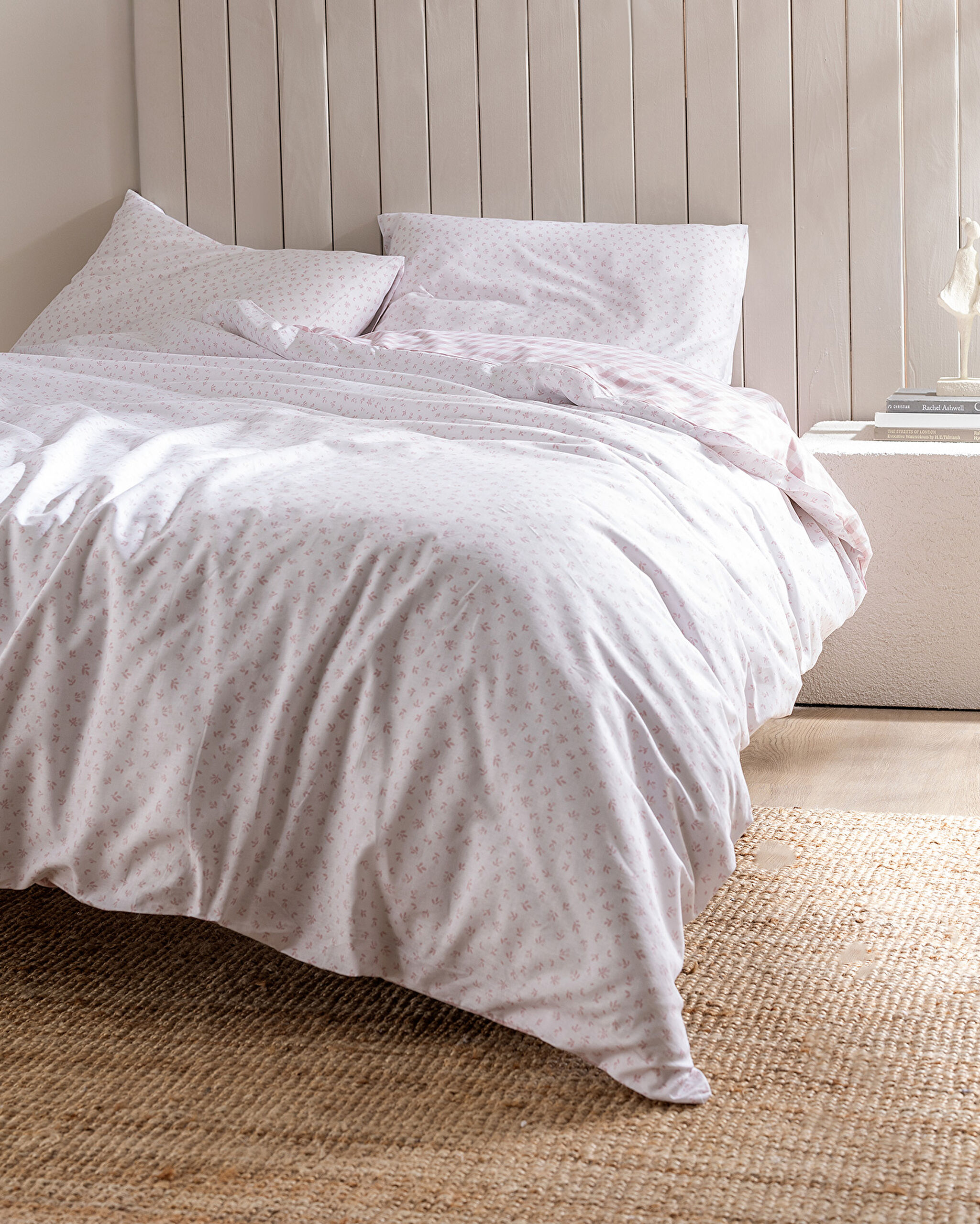 Botie King Size 100 % Baumwolle Ranforce bedrucktes Bettbezug-Set – Puder - 1