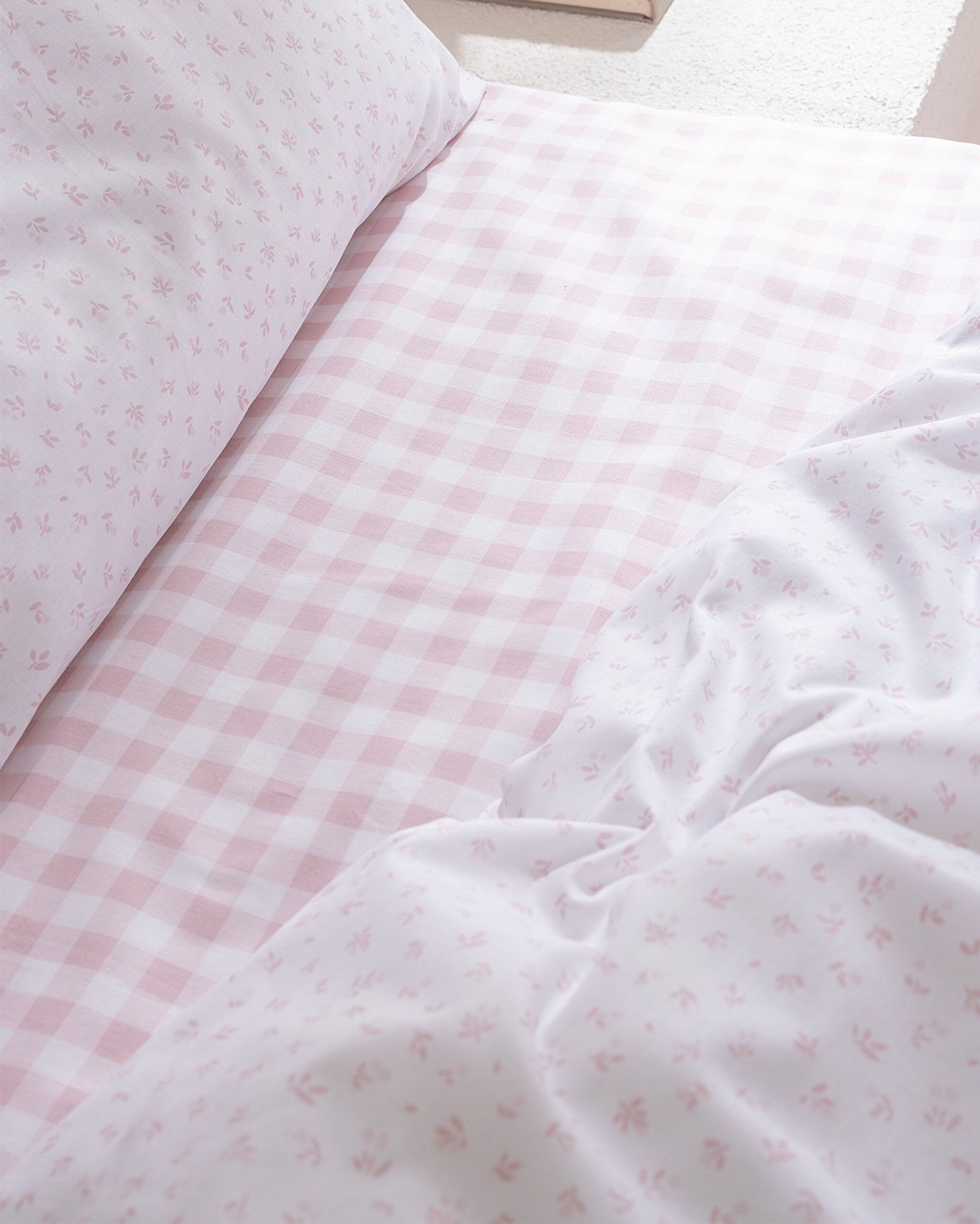 Botie King Size 100 % Baumwolle Ranforce bedrucktes Bettbezug-Set – Puder - 4