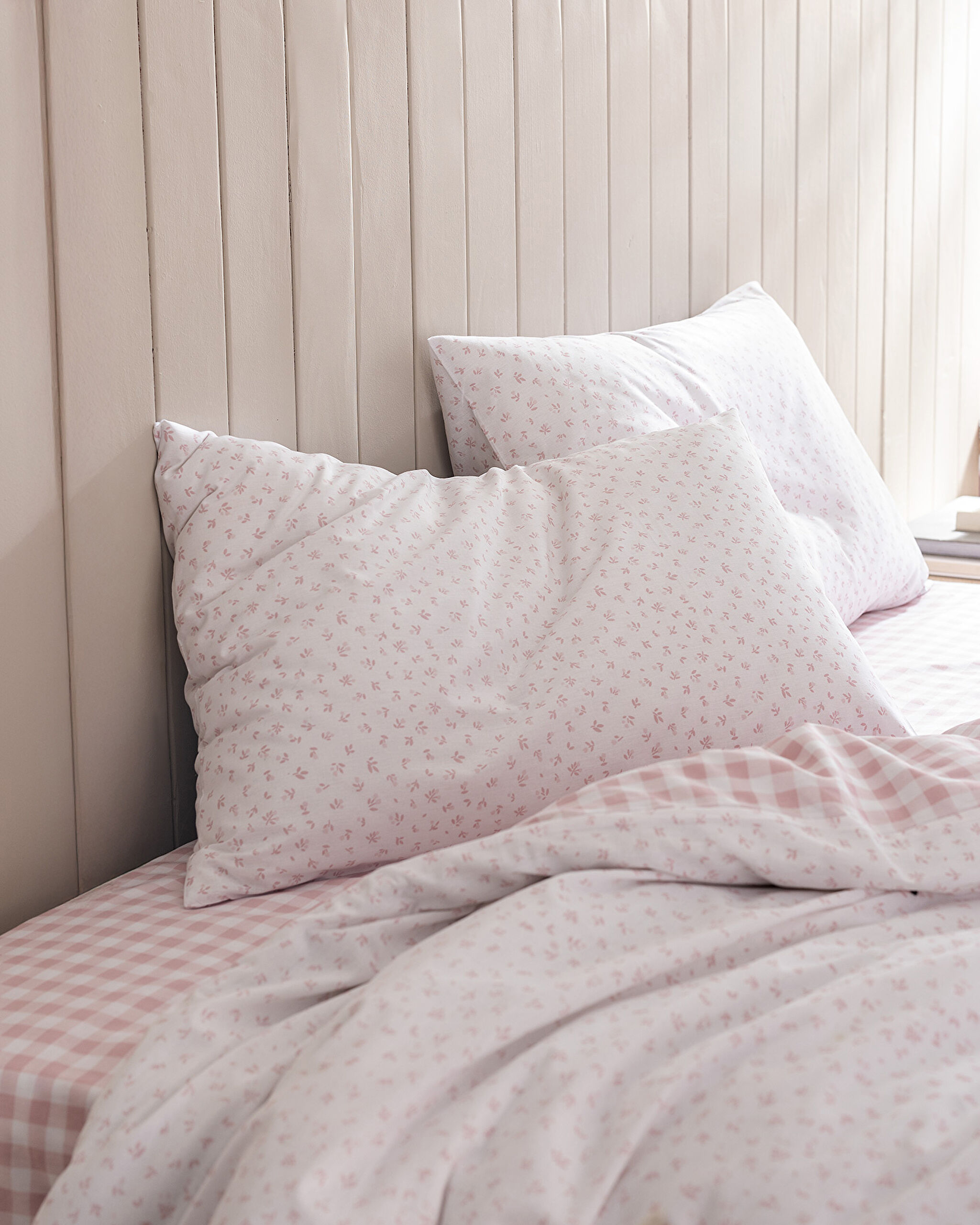 Botie King Size 100 % Baumwolle Ranforce bedrucktes Bettbezug-Set – Puder - 2