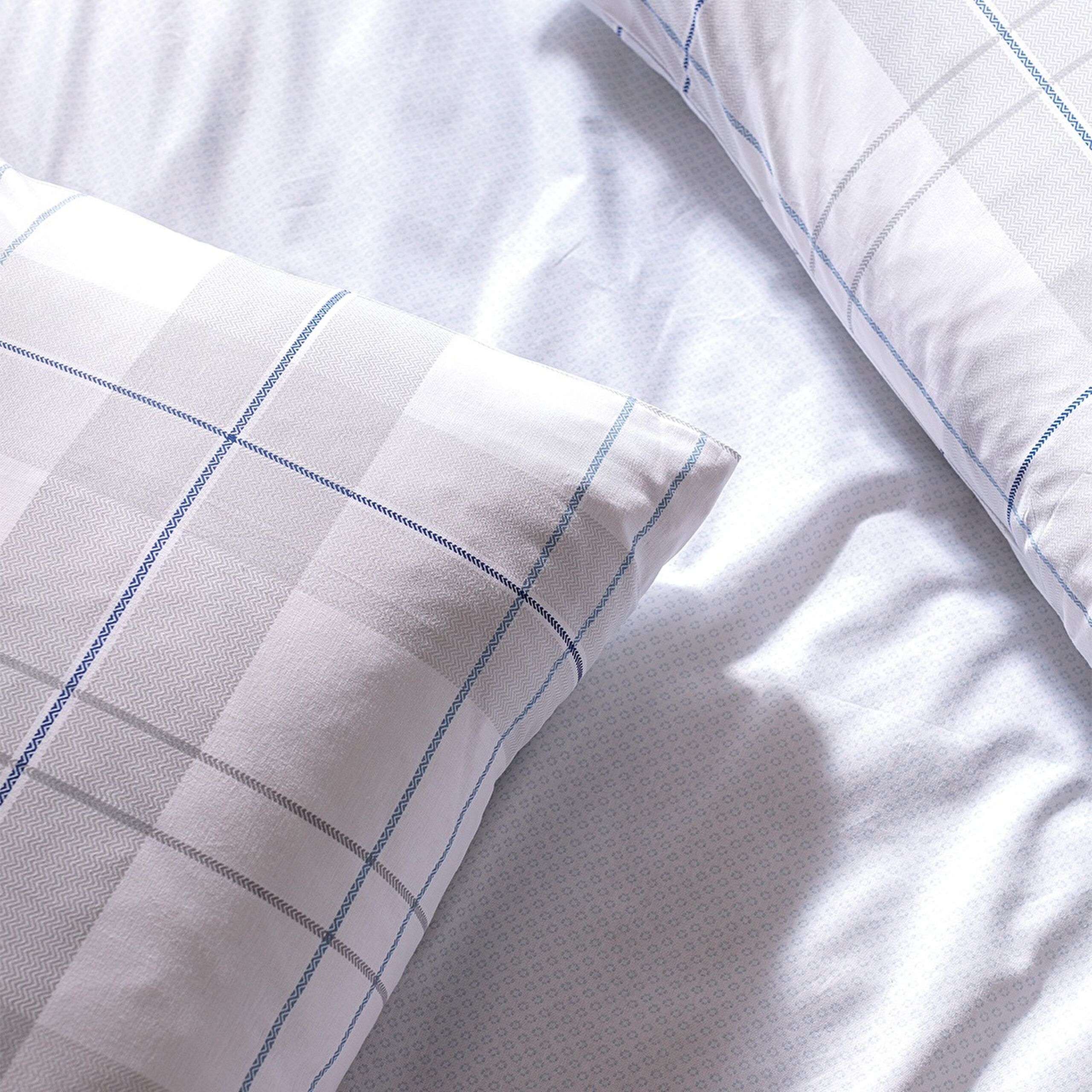 Ensemble de housse de couette imprimé Ranforce 100% coton Musette King Size - Bleu - 6