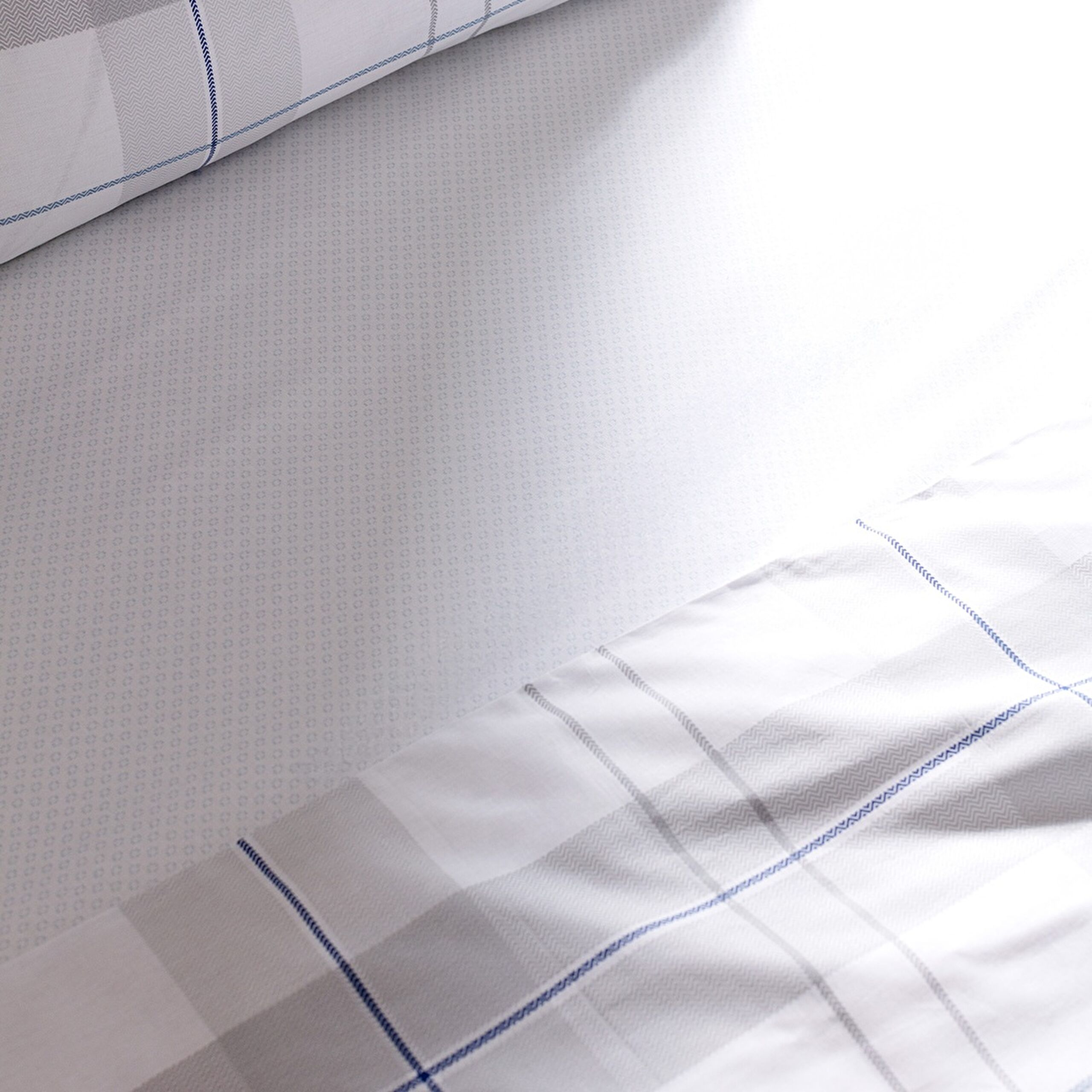 Ensemble de housse de couette imprimé Ranforce 100% coton Musette King Size - Bleu - 4