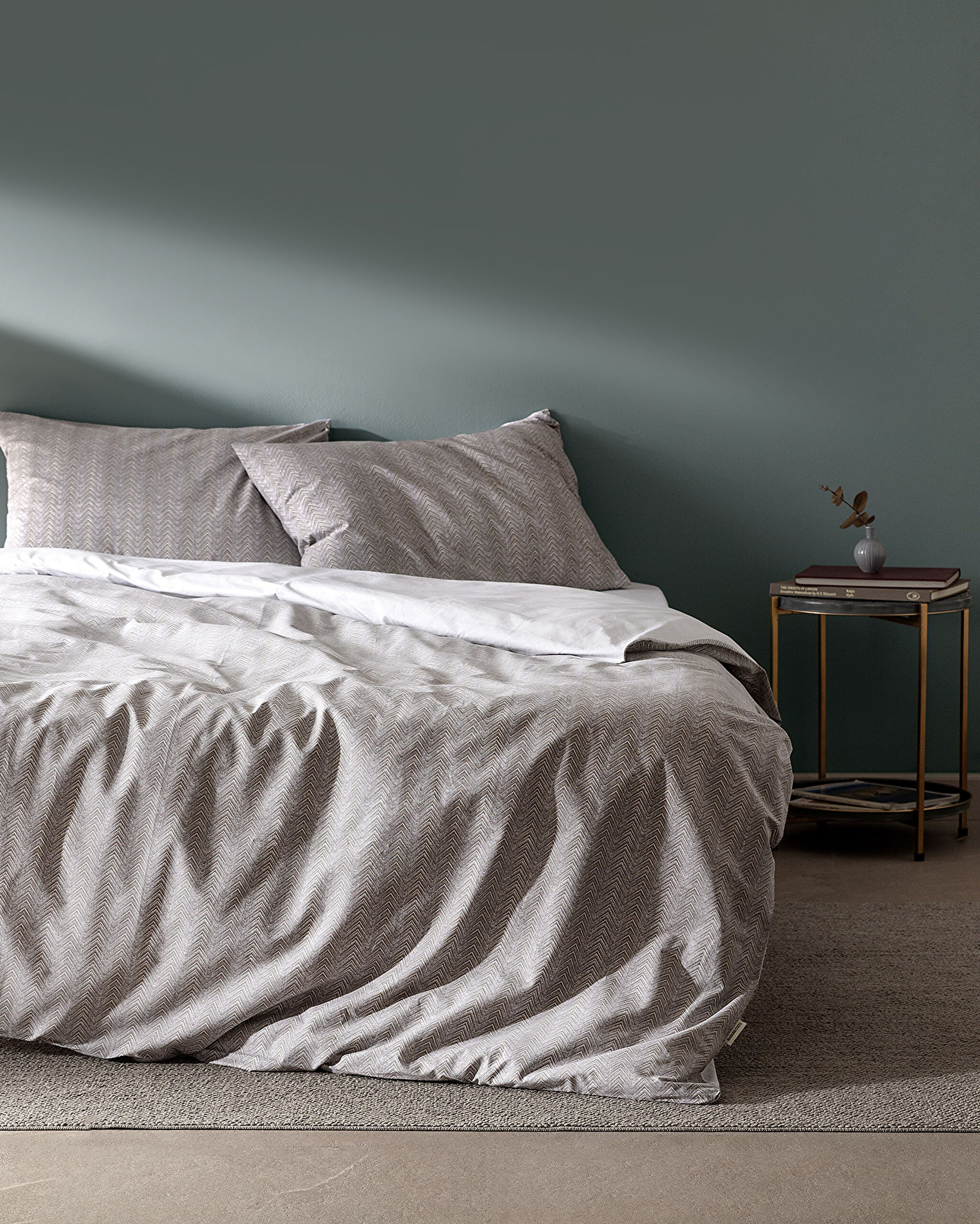 Ensemble de housse de couette imprimé Ranforce 100 % coton Bailey King Size - Gris - 0